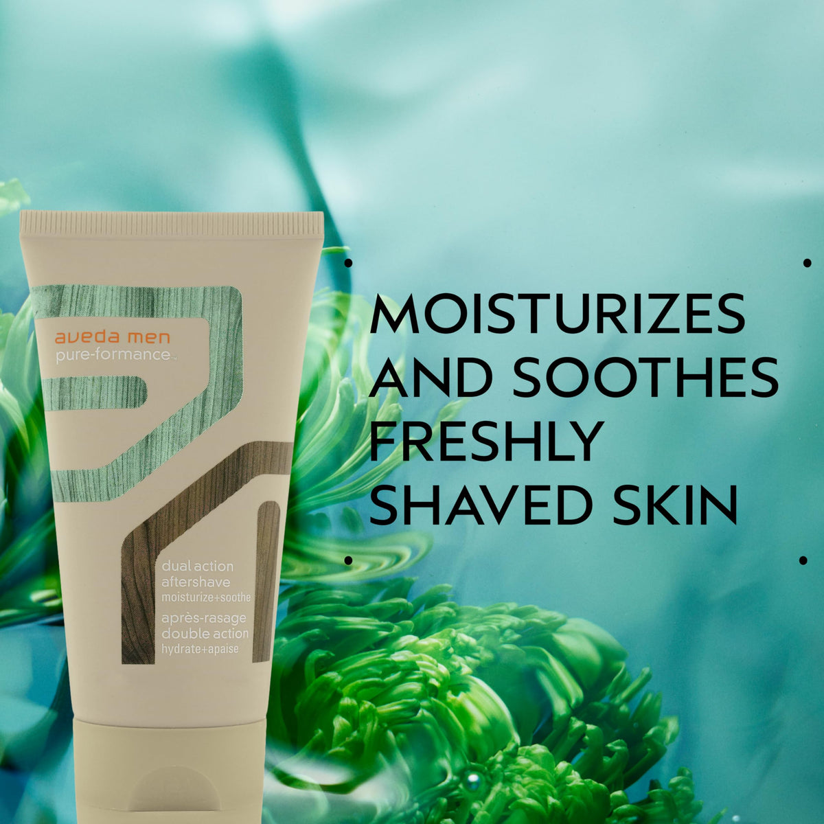 Light Blue AVEDA Men Pure-Formance Dual Action Aftershave | 2-in-1 Aftershave & Moisturizer | with Spearmint | for All Skin Types | 97% Naturally Derived*, 2.5 Fl Oz