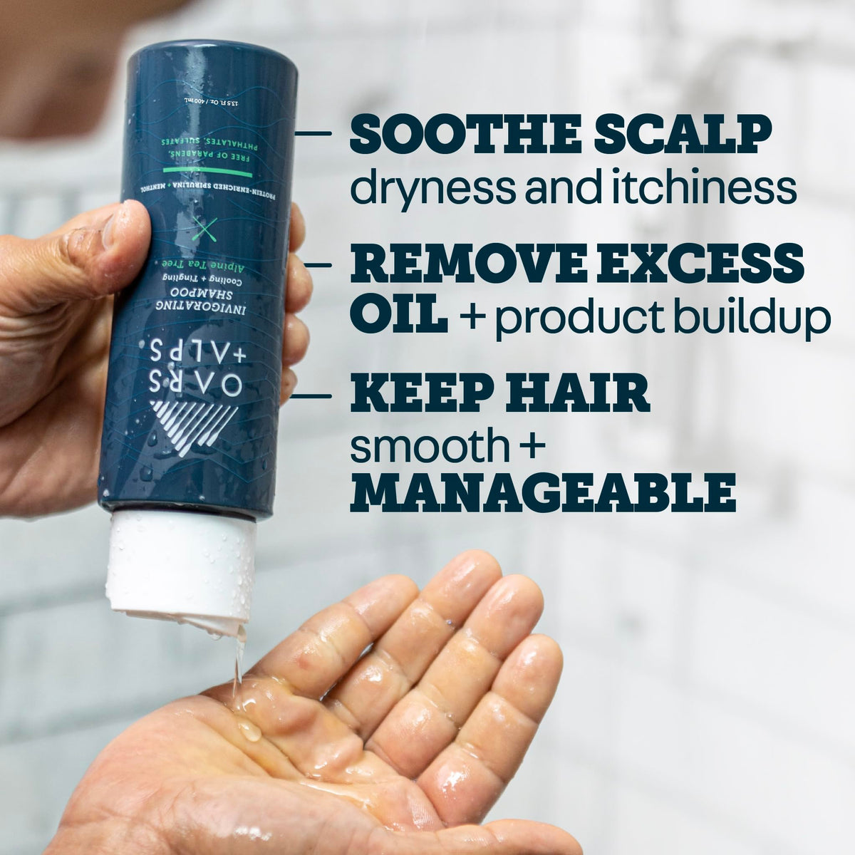 Lavender Oars + Alps Men's Sulfate Free Hair Shampoo for Men & Women, Shampoo for Hair Infused with Witch Hazel and Tea Tree Oil, Nourishing & Moisturizing, Paraben & Sulfate Free, Alpine Tea Tree, 13.5oz