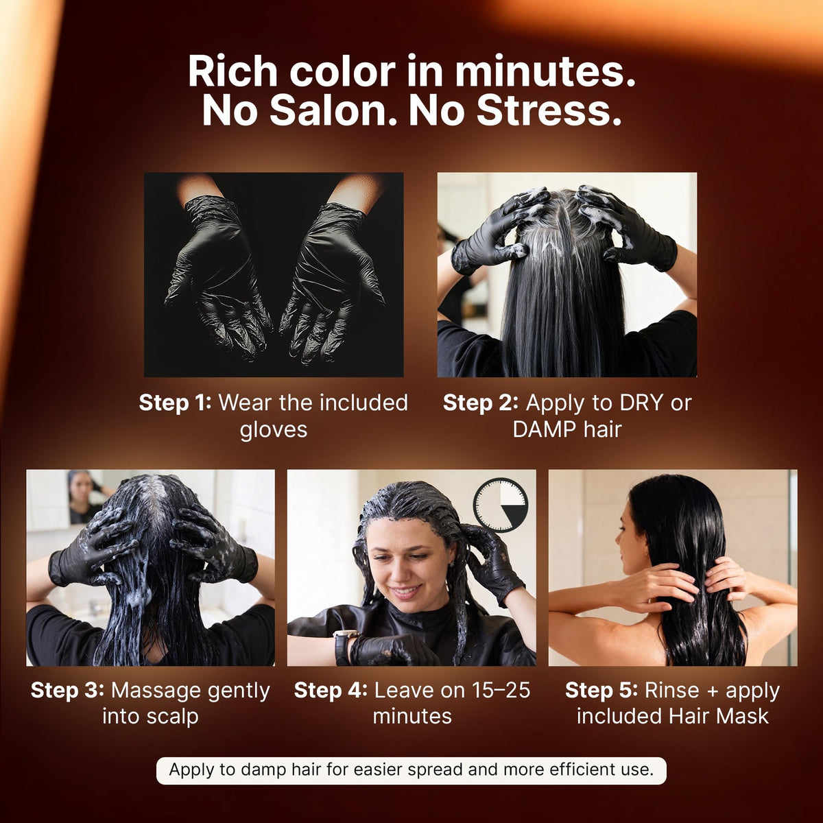 Black Herbishh Black Hair Dye Shampoo for Gray Hair Coverage 500ml