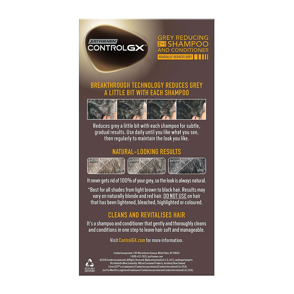 Dark Slate Gray Just For Men Control GX Gray Reducing 2-in-1 Shampoo 4 oz