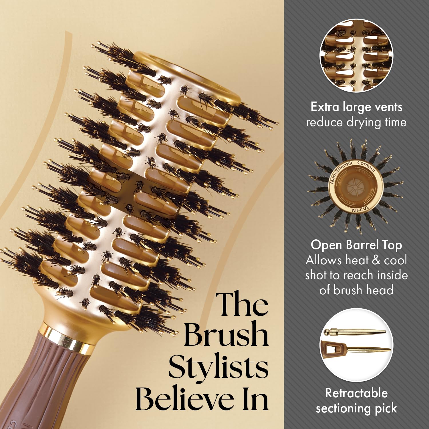 Dim Gray Olivia Garden NanoThermic Contour Vent Combo Hair Brush NT-CVL (Large 3 1/8")