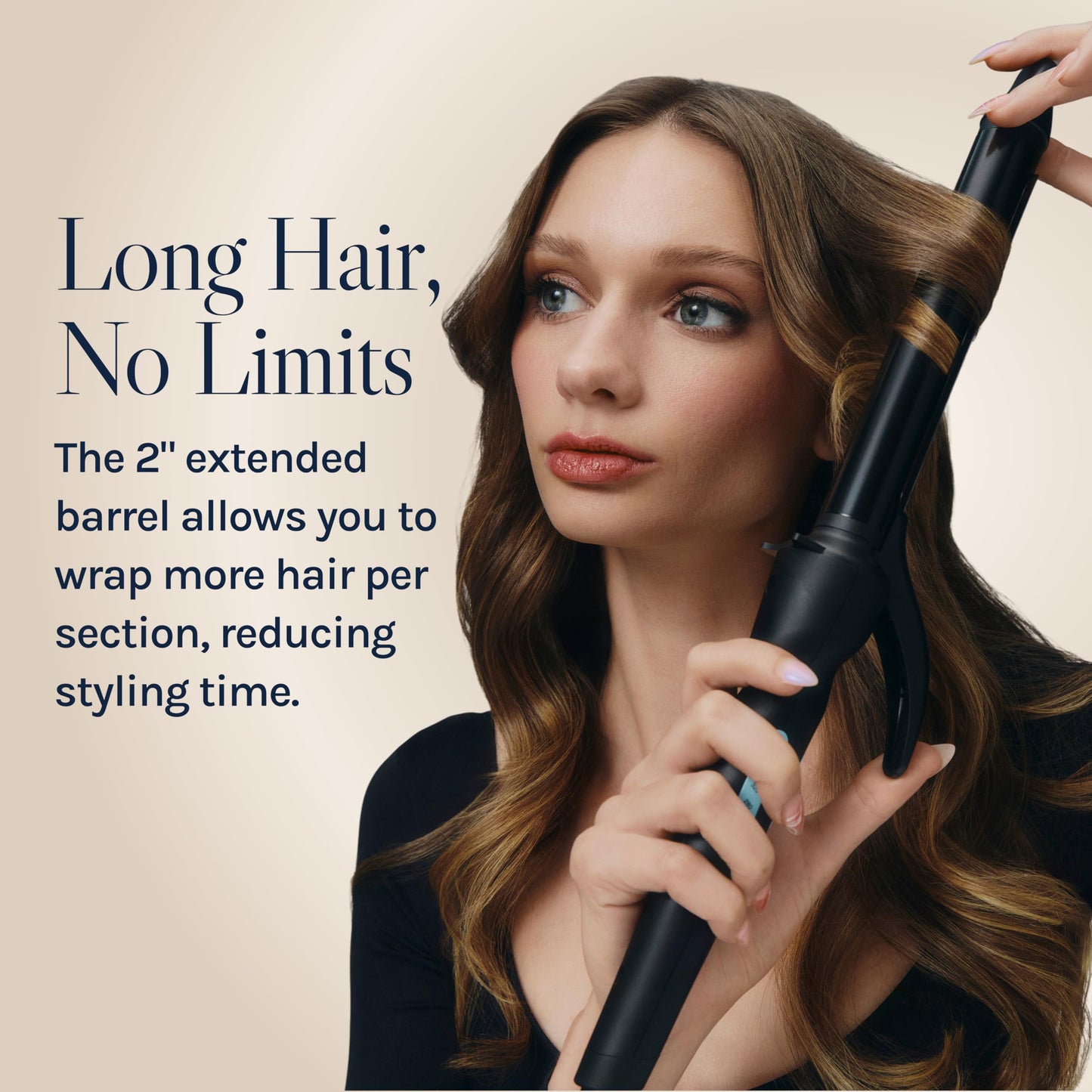 Antique White Bio Ionic Long Barrel Styler, 1" Curling Iron with Moisture Heat Technology & NanoIonic MX, Verstatile Curling Wand with Longer Barrel for Large Sized Soft Curls & Waves