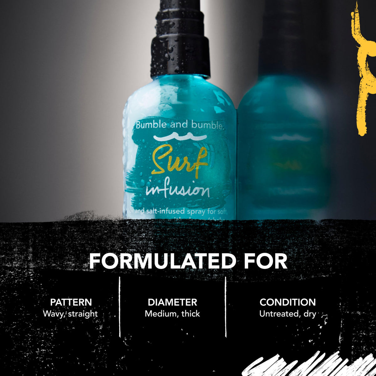 Black Bumble and bumble. Surf Infusion Oil and Sea Salt Spray | Conditioning | Adds Beachy Texture + Shine | For Medium to Thick Wavy, Straight Hair Types 3.4 Fl Oz