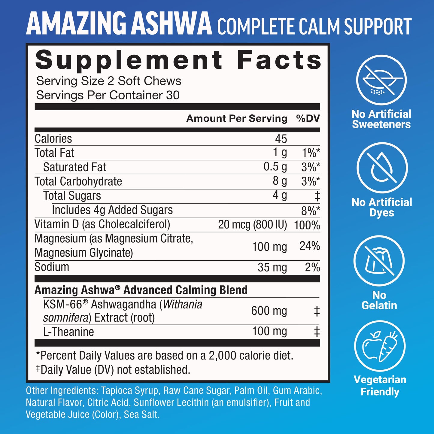 White Smoke Force Factor Hair Growth Accelerator Soft Chews, Lustriva & Biotin to Promote Thicker, Stronger, Fuller Hair, Hair Growth Vitamins for Women + Amazing Ashwa Complete Calm with KSM-66 Ashwagandha