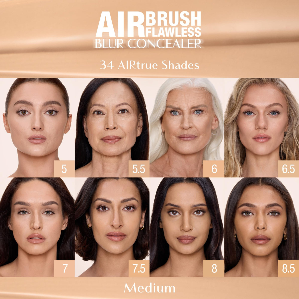 Tan Charlotte Tilbury AIRbrush Flawless Blur Concealer - Longwear Concealer for Dark Circles, Blemishes, Redness & More - Hydrating, Crease-Proof & Full Coverage with a Natural Matte Finish