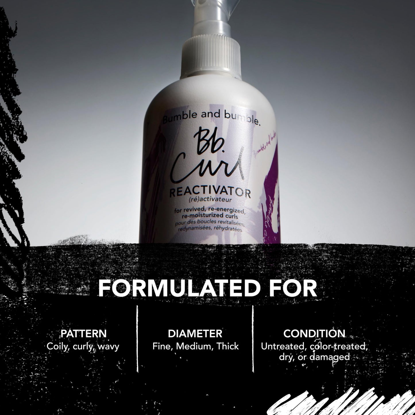 Black Bumble and bumble. Curl Reactivator Hair Mist | For Revived + Re-moisturized Coils, Curls, Waves | Anti Frizz | UV Protection| With Jojoba, Avocado + Coconut Oil | Standard Size, 8.5 Fl Oz
