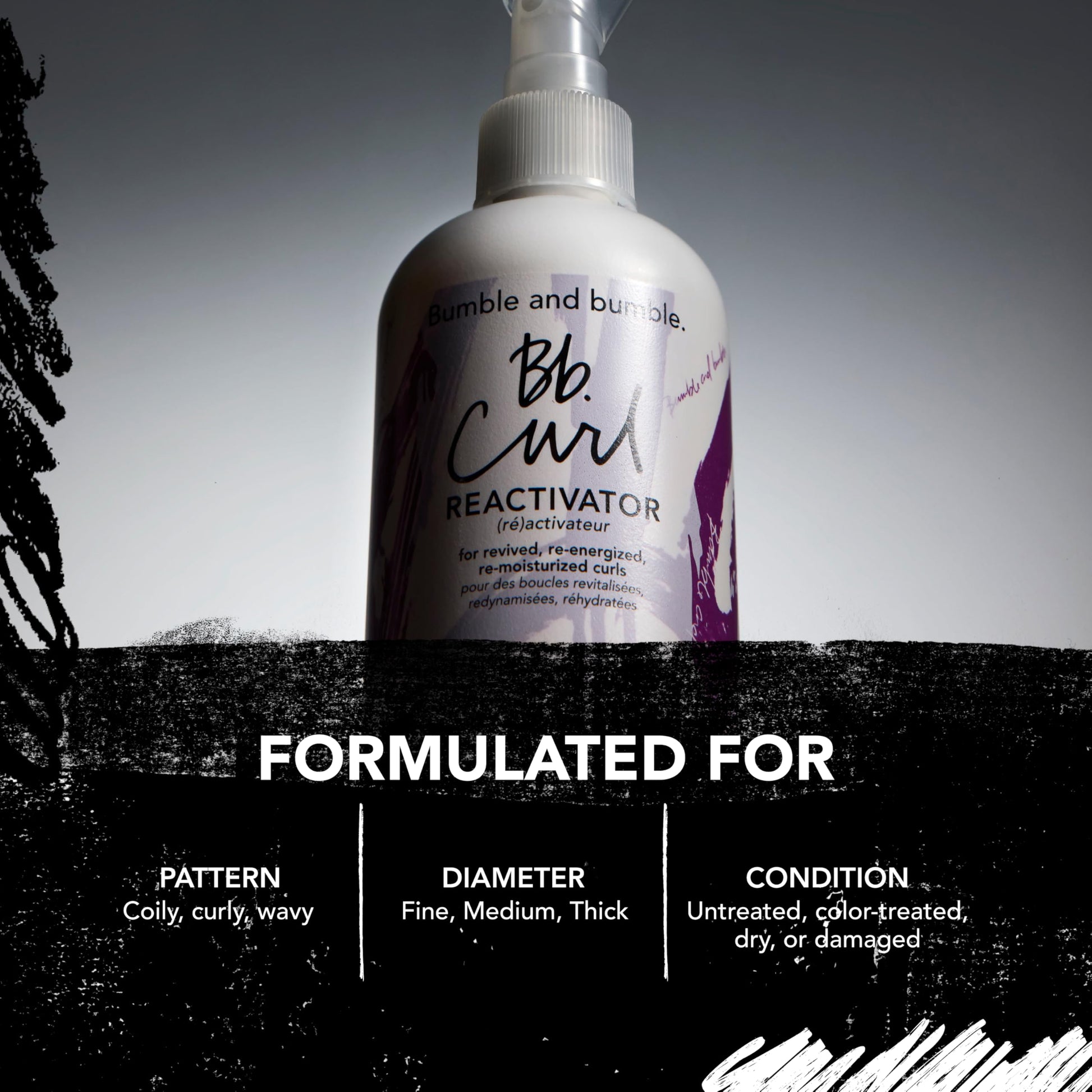 Black Bumble and bumble. Curl Reactivator Hair Mist | For Revived + Re-moisturized Coils, Curls, Waves | Anti Frizz | UV Protection| With Jojoba, Avocado + Coconut Oil | Standard Size, 8.5 Fl Oz