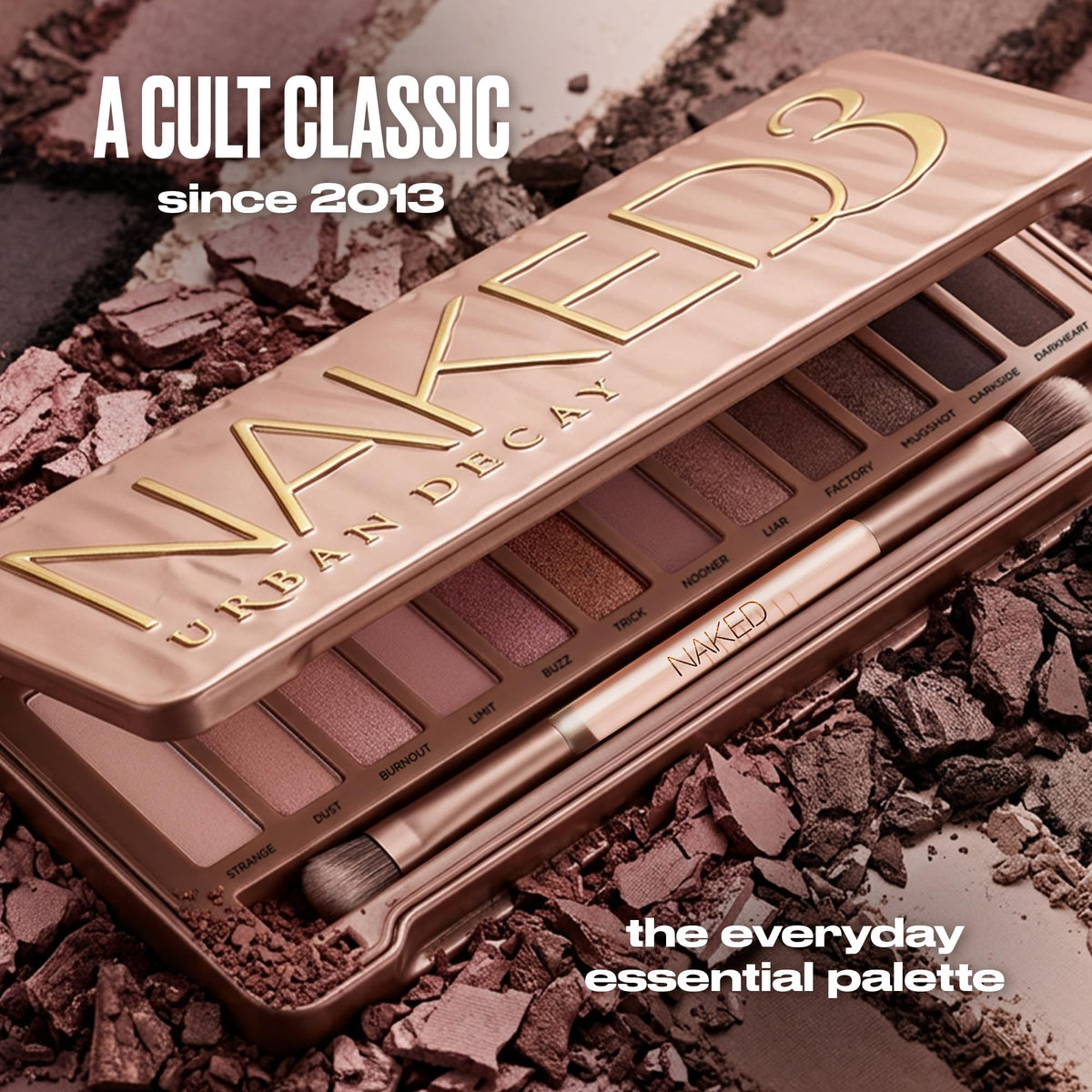 Dark Olive Green Urban Decay Naked3 Eyeshadow Palette - 12 Rosy Soft Pink Neutral Shadows
