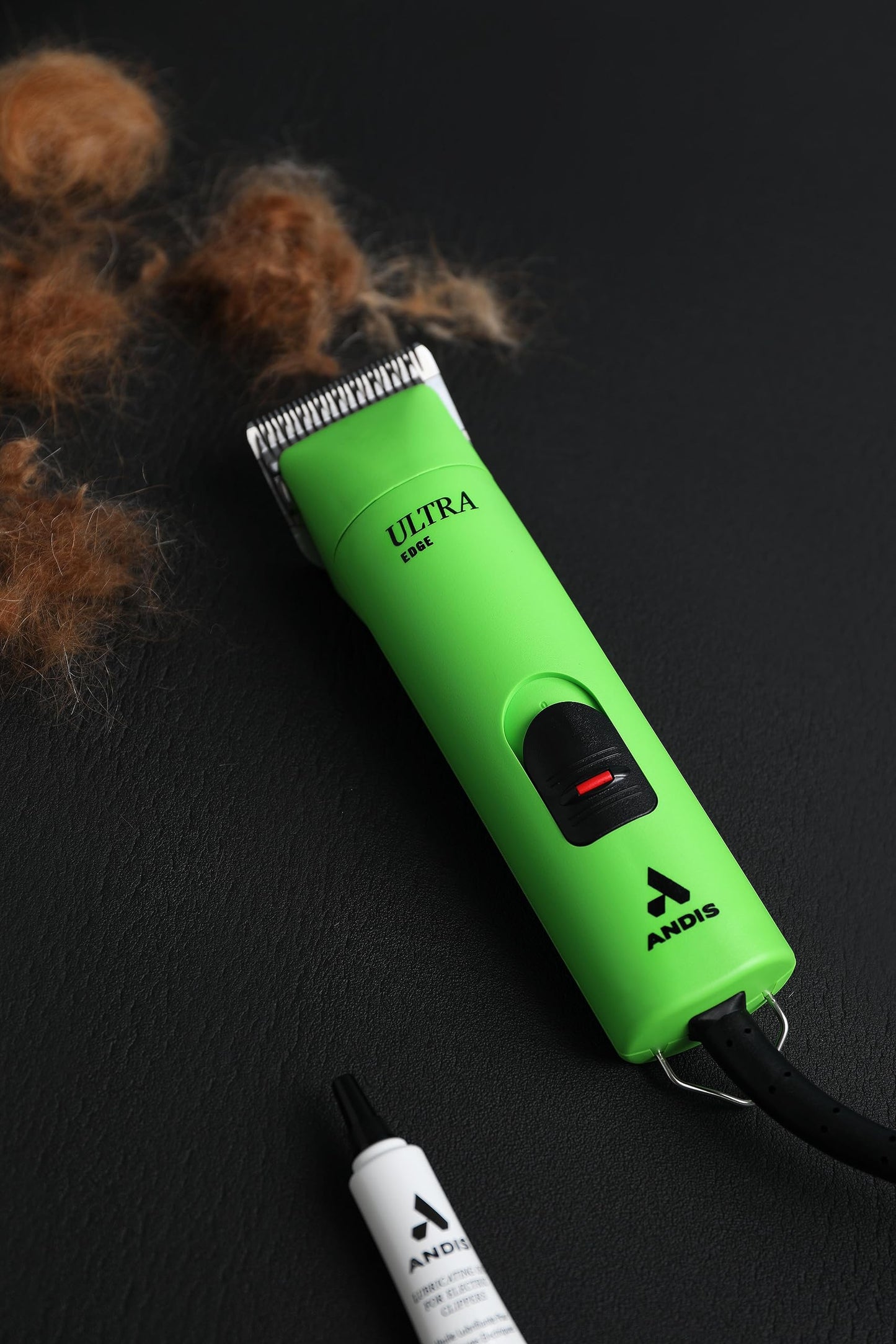 Black Andis Professional UltraEdge Super 2-Speed Detachable Blade Dog/Pet Clipper, Rotary Motor with Shatter-Proof Housing, Runs Calm & Silent, 14-Inch Cord, for All Dog Coats & Breeds, 120 Volts, Green