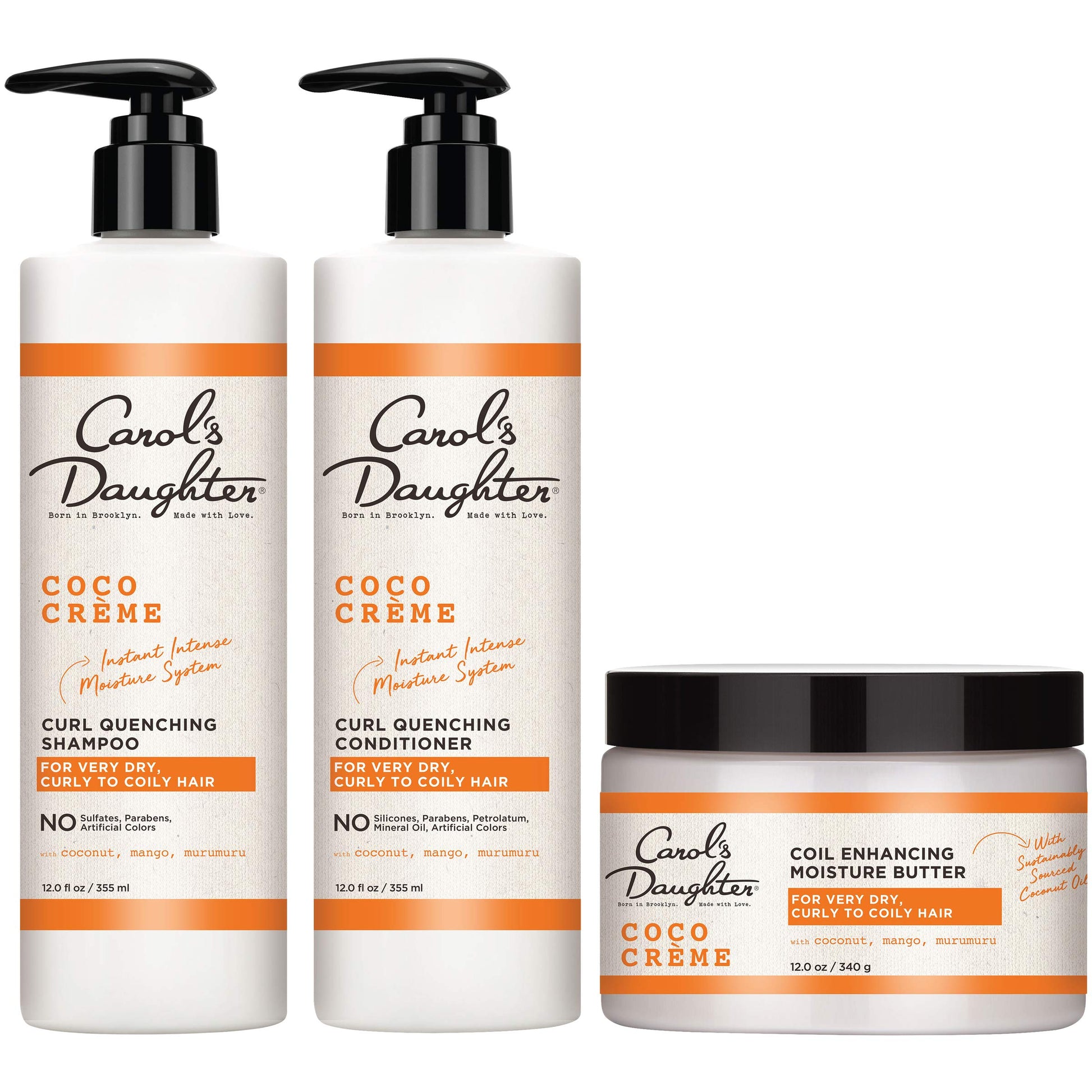 White Smoke Carol’s Daughter Coco Creme Sulfate Free Shampoo and Conditioner Set with Silicone Free Hair Butter, for Very Dry Curly Hair, with Coconut Oil and Mango Butter