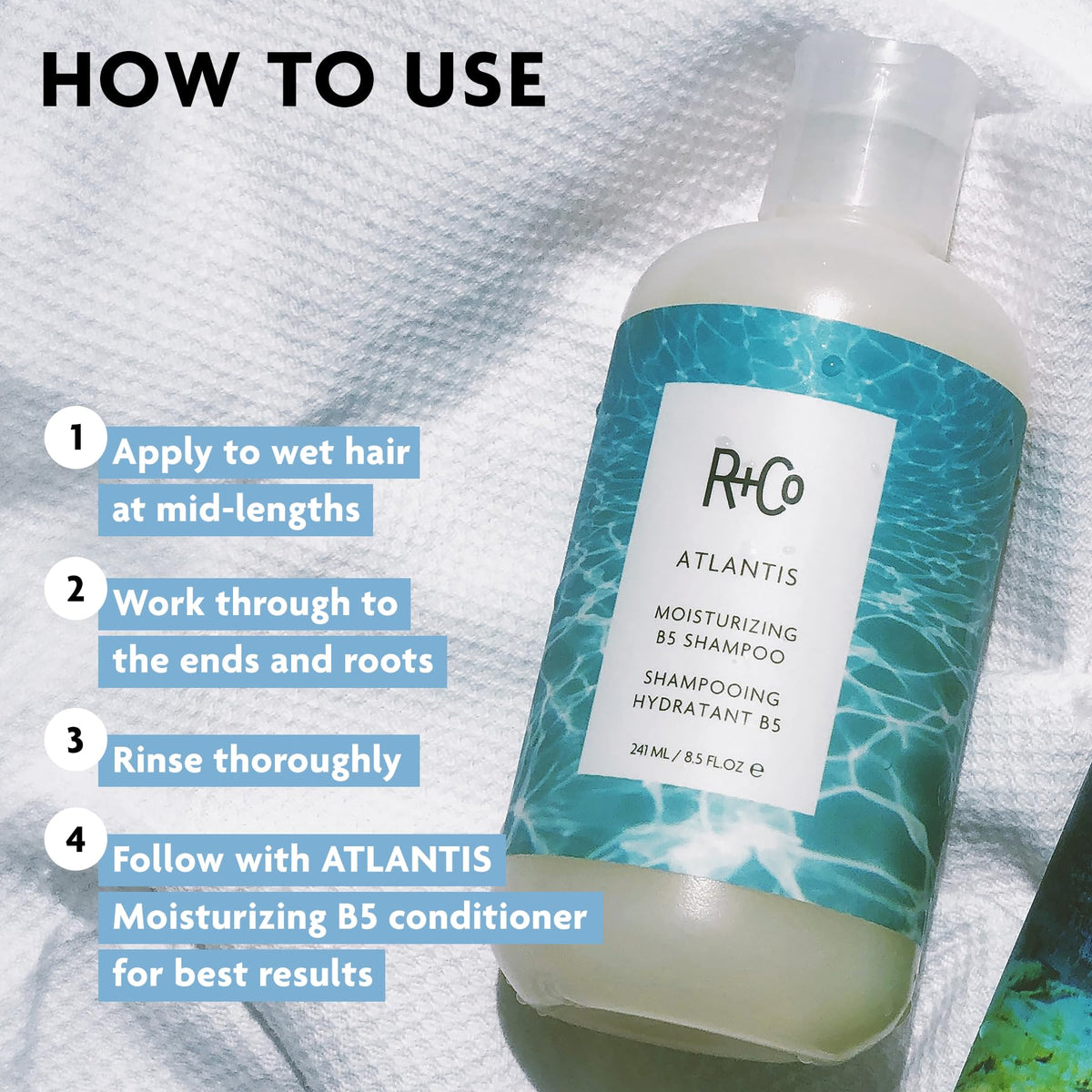 Light Gray R+Co ATLANTIS Moisturizing B5 Shampoo – Full Case, Hydrating & Strengthening Hair Cleanser, Adds Shine & Softness, All Hair Types