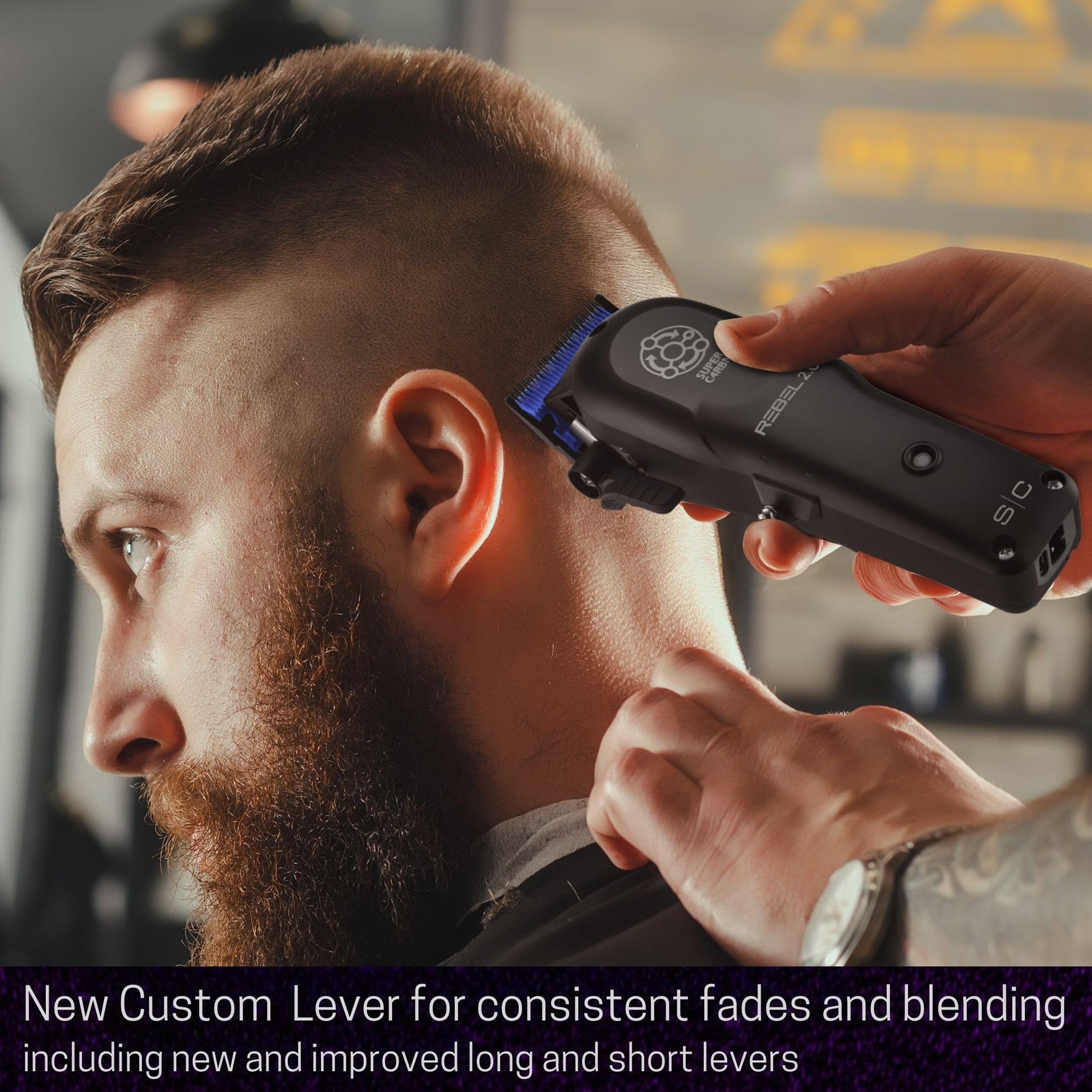 Black StyleCraft Rebel 2.0 Hair Clipper, Super C4RBN Motor with DLC and Ceramic Blades USB-C Rechargeable, Cord/Cordless Haircutting