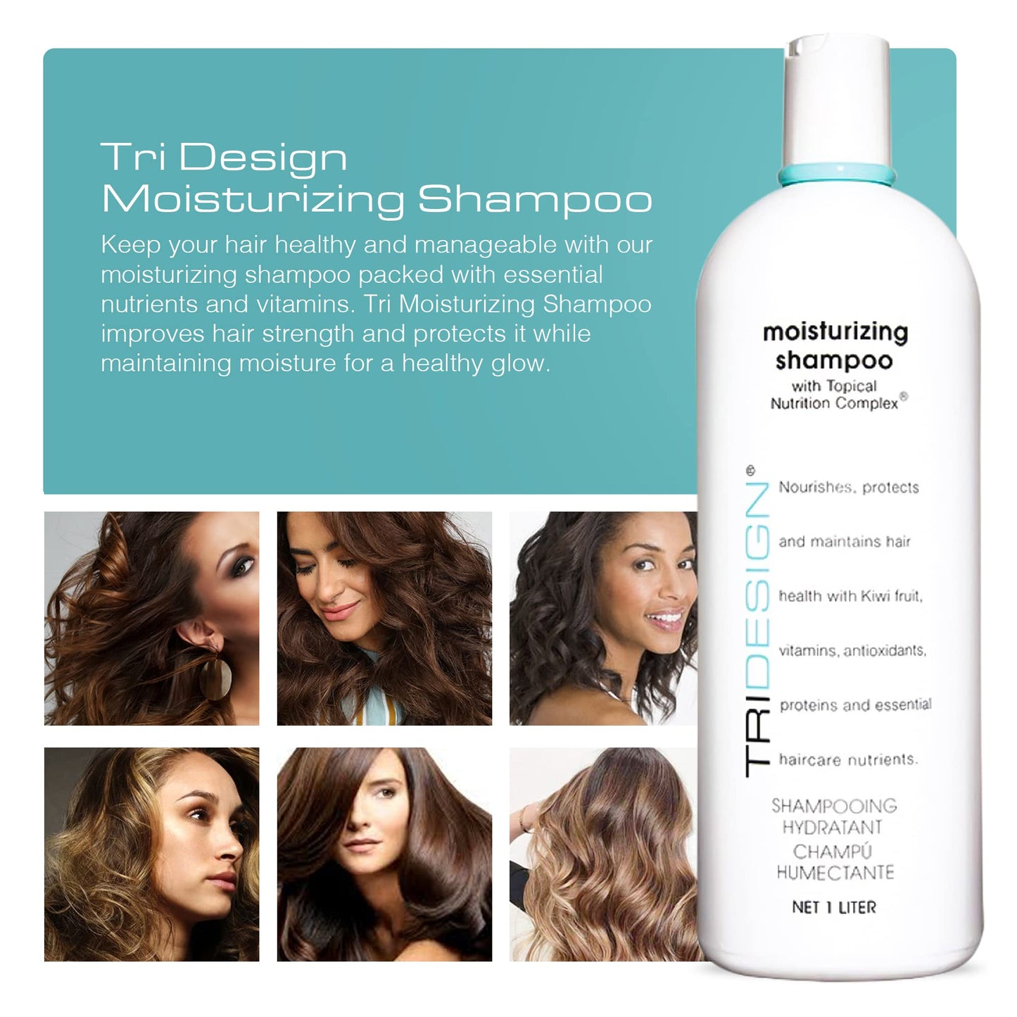 White Smoke TRIDESIGN Moisturizing Shampoo – Hydrating Shampoo for Dry Hair, Nourishing Moisturizer for Women and Men for Home or Salon Use, Moisturizing or Dry Scalp, 34 Oz