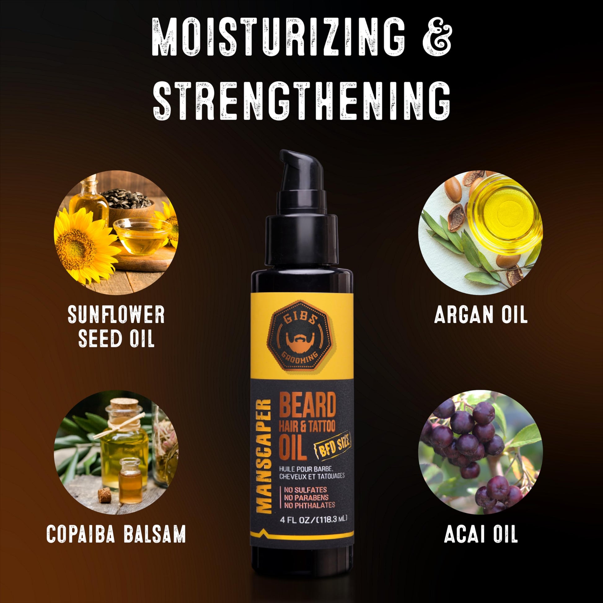 Black GIBS Grooming Colorado Kid Hair, Beard & Tattoo Oil, 1 Fl Oz