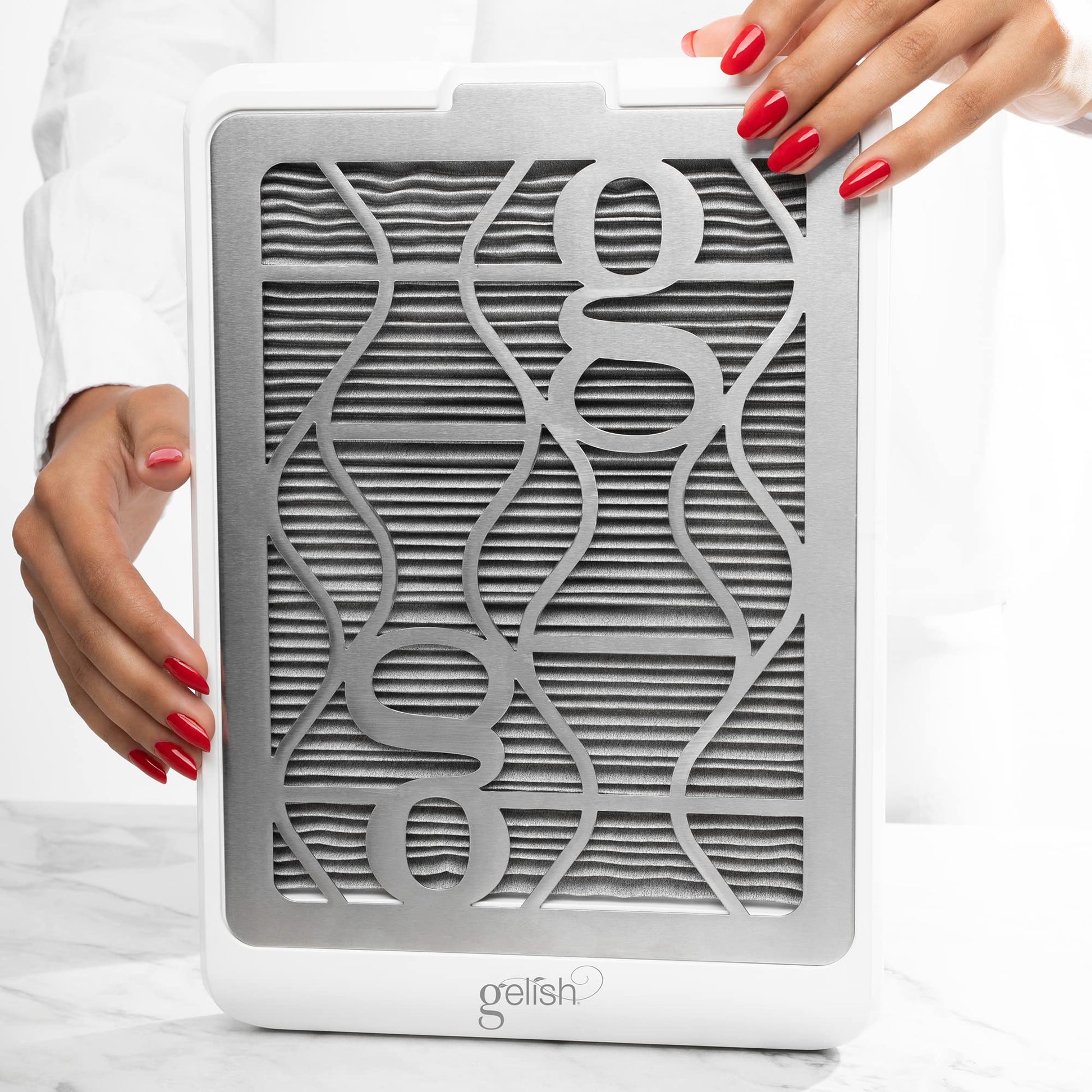 White Smoke Gelish Vortex Dust Collector - Nail Dust Collector, Nail Tech Essential, Portable, Powerful, Efficient, and Rechargeable System for Salon & Home Use.
