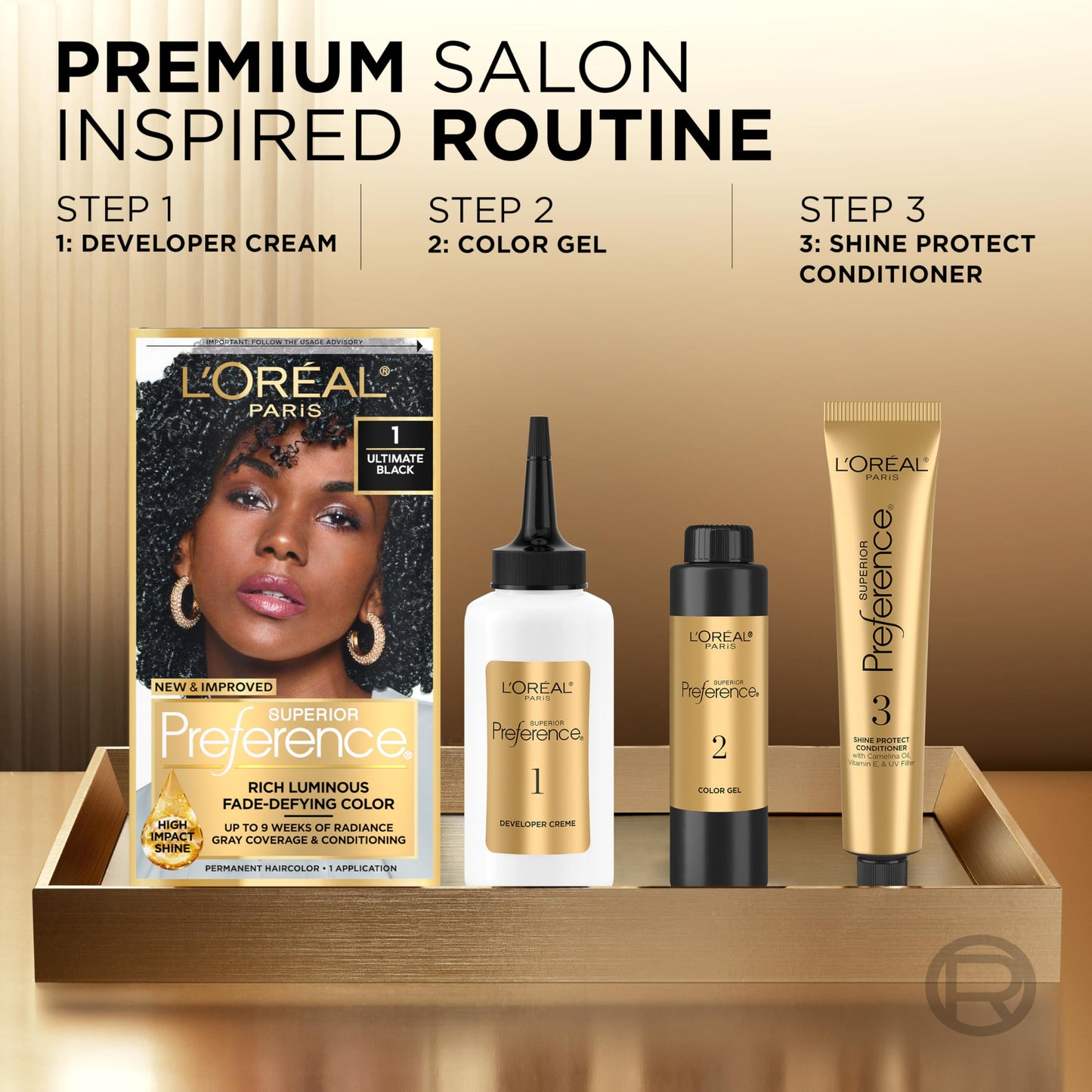 Seashell L'Oreal Paris Superior Preference Luminous Fade-Defying Permanent Hair Color, Hair Dye For Up to 9 Weeks of Radiance, Medium Brown 5, 1 Hair Dye Kit