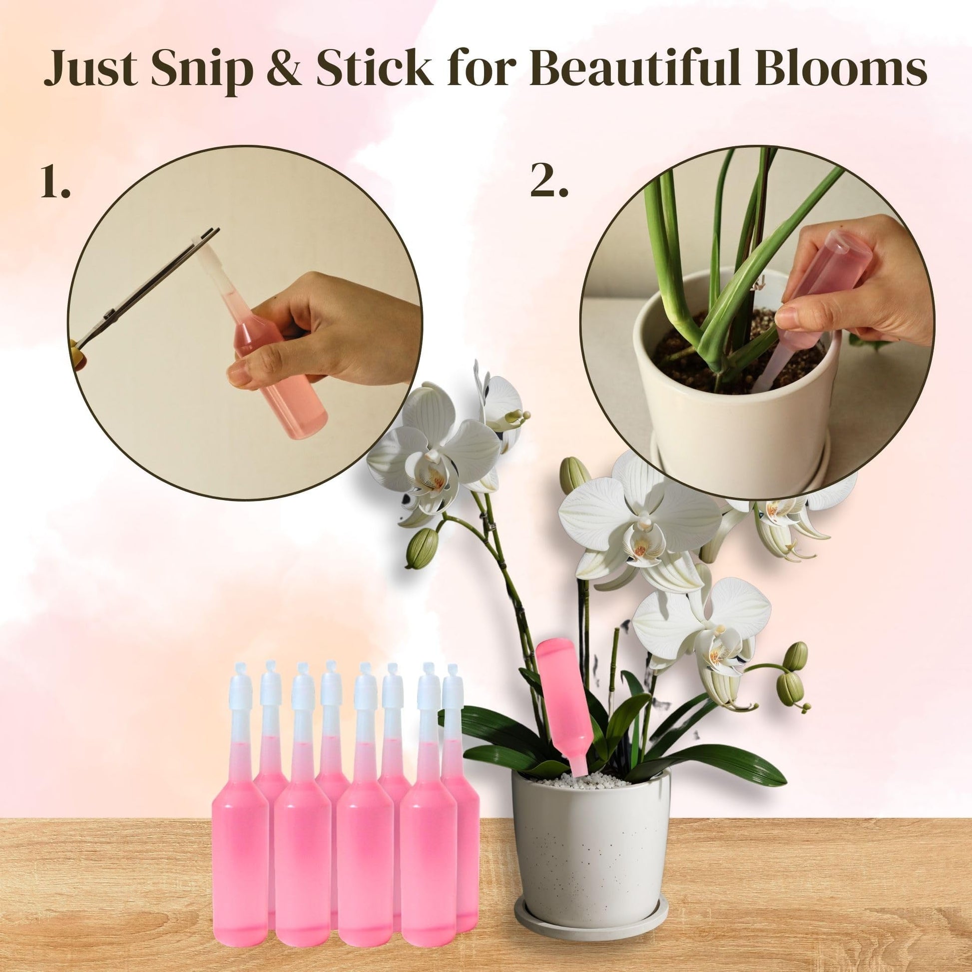 White Smoke The Green Alcove Liquid Orchid Fertilizer Spikes | Ready-to-Use Orchid Food Spikes & Orchid Plant Food for Blooming, Fertilizer for Orchids (16 Drip Feeders)