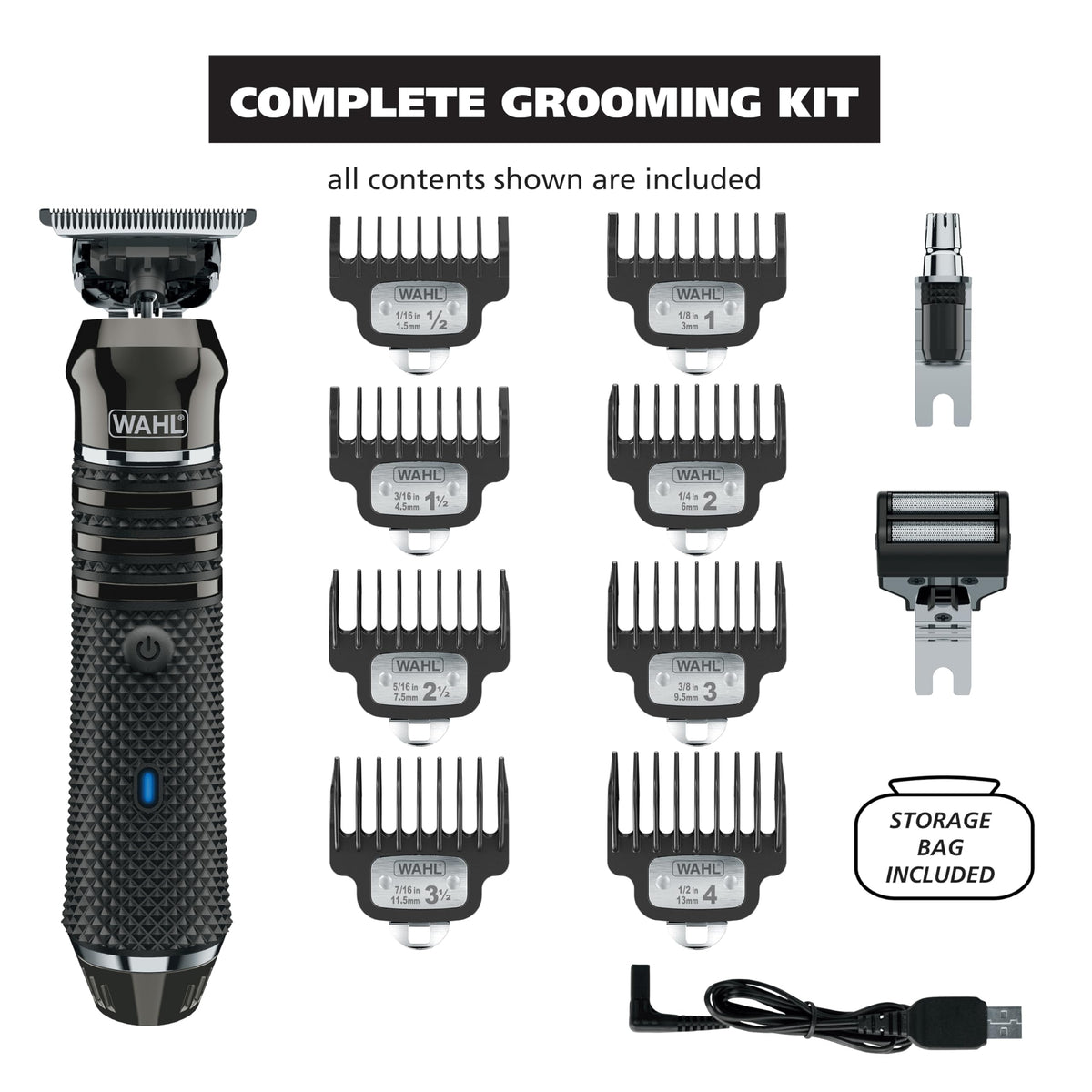 White Smoke Wahl Pro Series High Visibility Cordless USB Skeleton Style Beard Trimmer