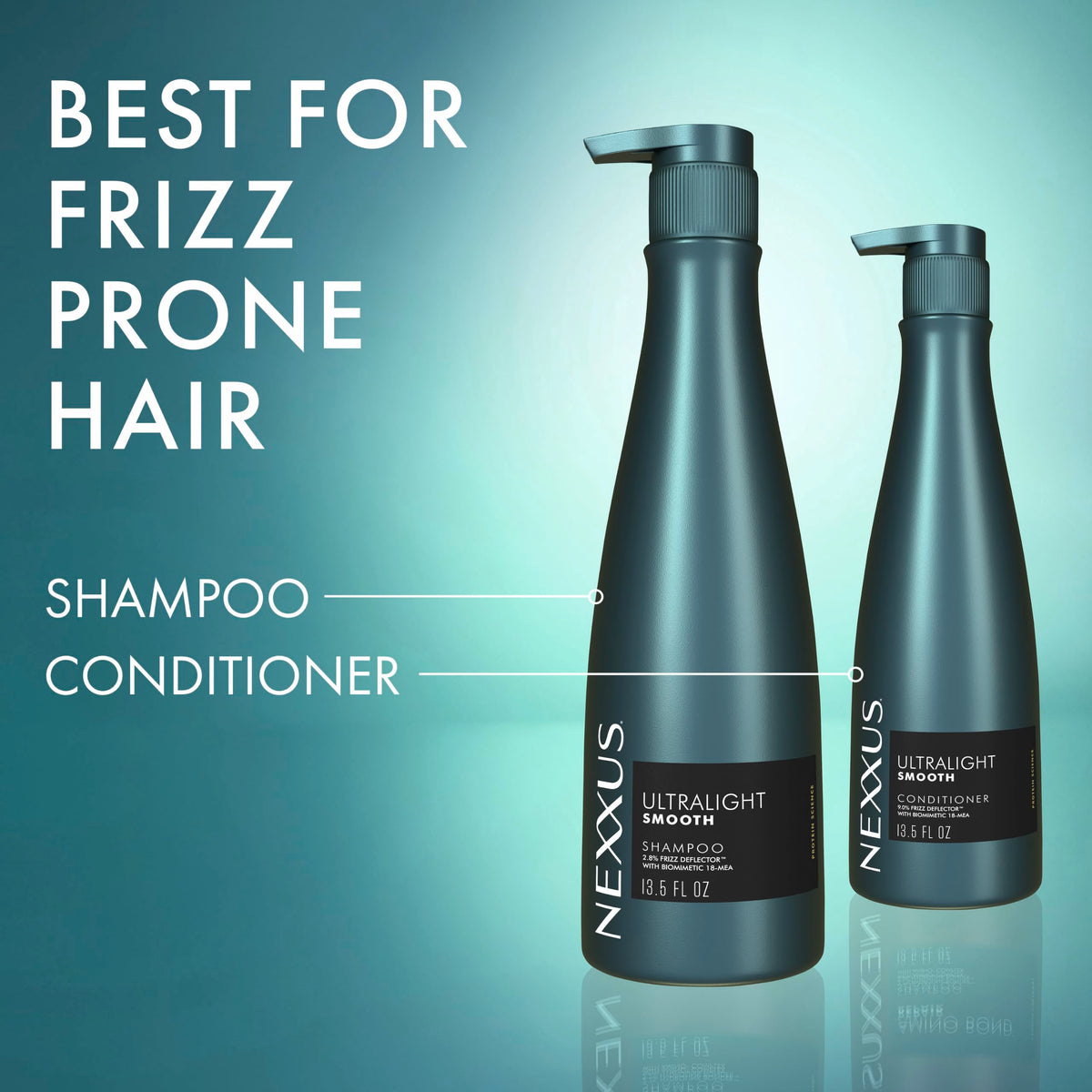 Sea Green Nexxus Ultralight Smooth Shampoo for Frizzy Hair, 13.5 oz