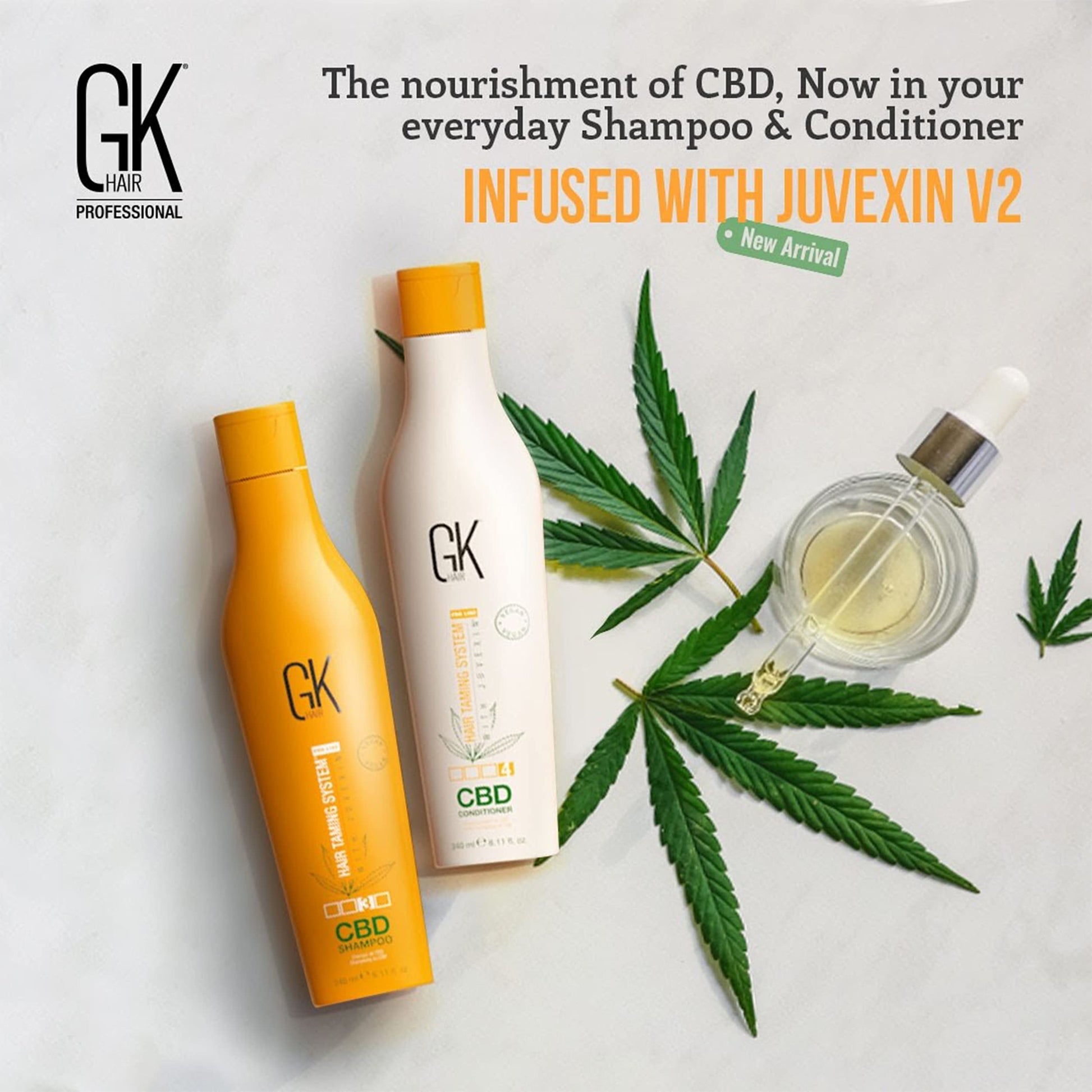 Light Gray GK HAIR Hemp Shampoo and Conditioner Sets Hydrating Strengthening Color Treated Damaged Repair Provides Nourishing & Shine Natural Organic Vegan Sulfate Paraben Free (Duo)