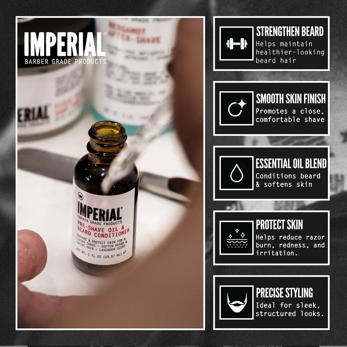 Dark Slate Gray Imperial Barber Grade Products | Pre-Shave Oil & Beard Conditioner, 1 oz