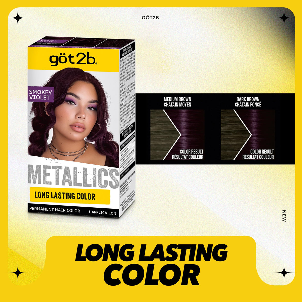 Seashell got2b Metallics Permanent Hair Color, M49 Smoky Violet, 1 Count