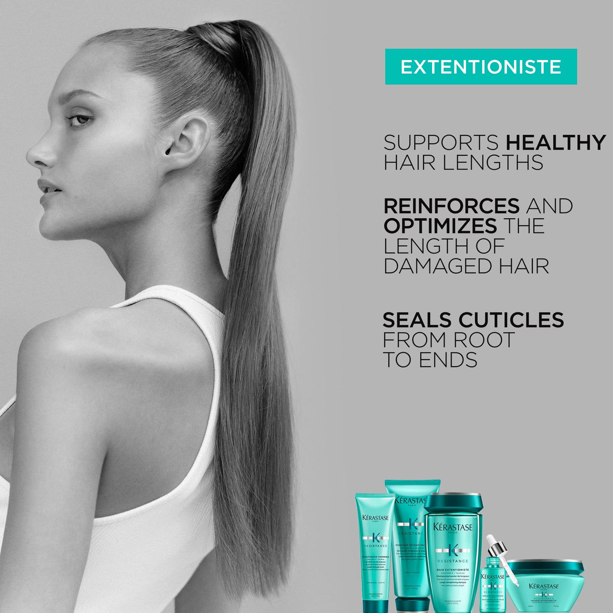 Gray Kerastase Resistance Masque Extentioniste Strengthening Hair Mask For All Hair Types - Detangles and Seals Split Ends of Damaged Strands With Proteins, 6.8 Fl Oz