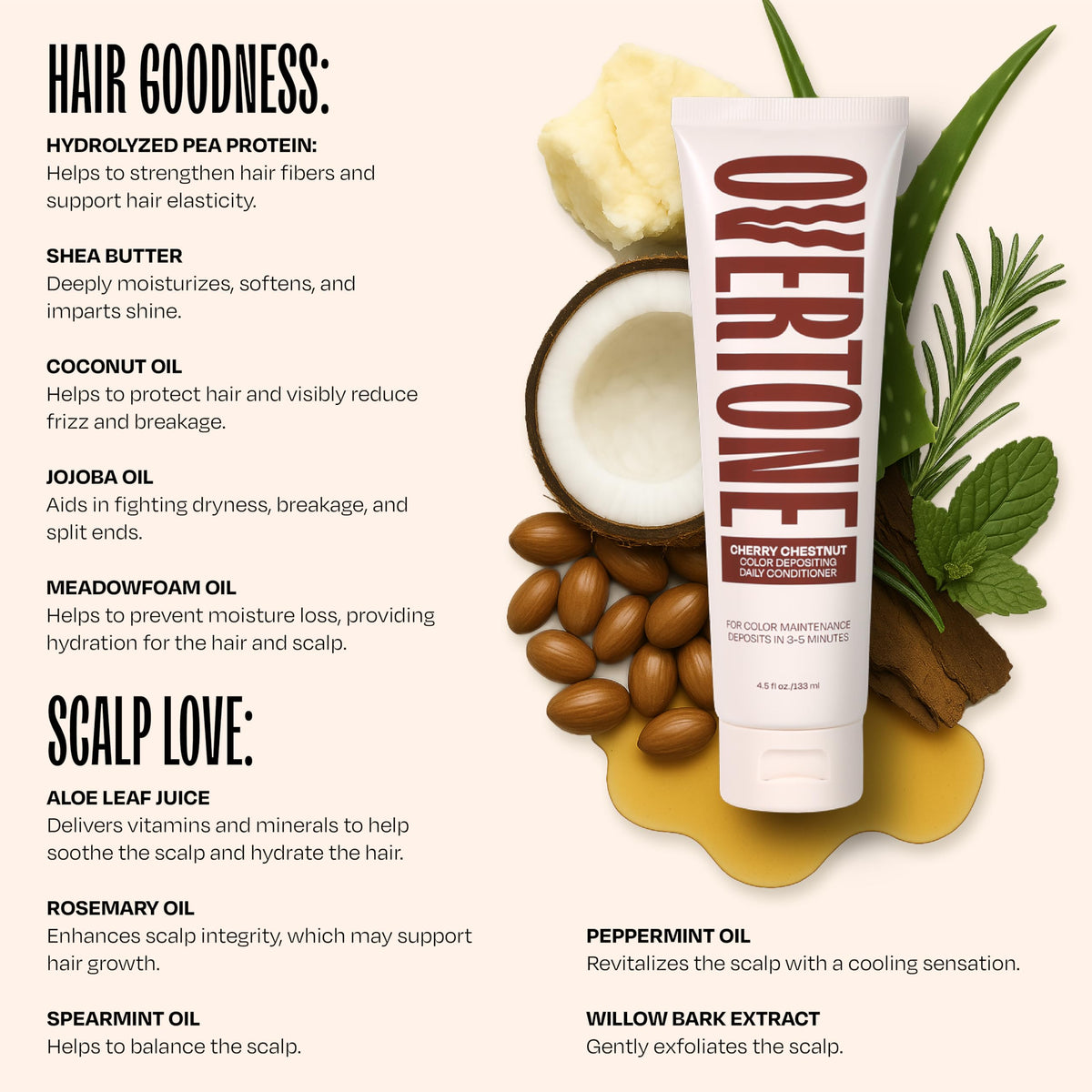 Seashell OVERTONE® Semi-Permanent Color Depositing Conditioner, Cherry Chestnut