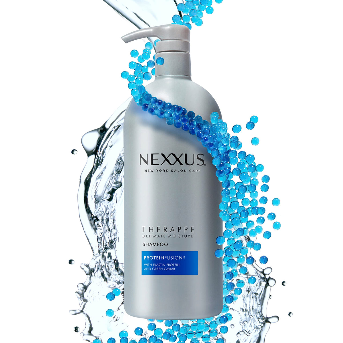 White Smoke Nexxus Shampoo and Conditioner and 3 Hair Treatment Masks Therappe Humectress 5 Pack for Dry Hair Silicone-Free, Moisturizing Caviar Complex and Elastin Protein 33.8 oz & 1.5 oz