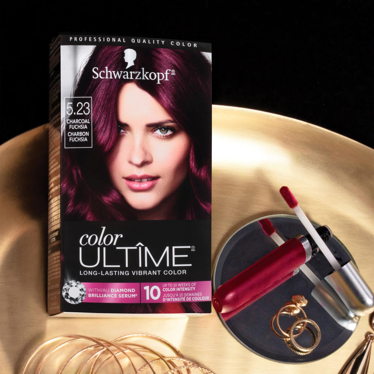 Black Schwarzkopf Color ULTÎME® 5.23 Charcoal Fuchsia Permanent Hair Dye