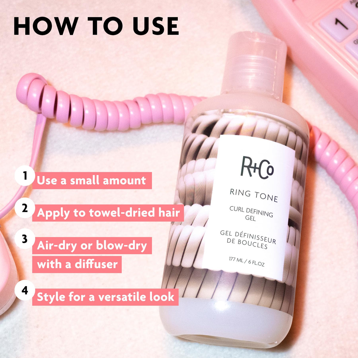 Misty Rose R+Co RING TONE Curl Defining Gel, 6 oz/177 mL, Relative Paradise Scent
