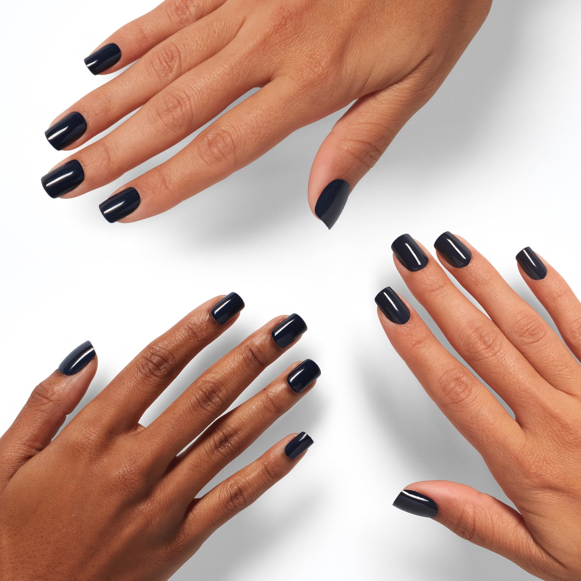 White Smoke OPI On Point Midnight Mantra | Short Squoval Dark Navy Blue Press On Nails | 30 Count with Nail Glue | Long Lasting, Reusable, Non-damaging
