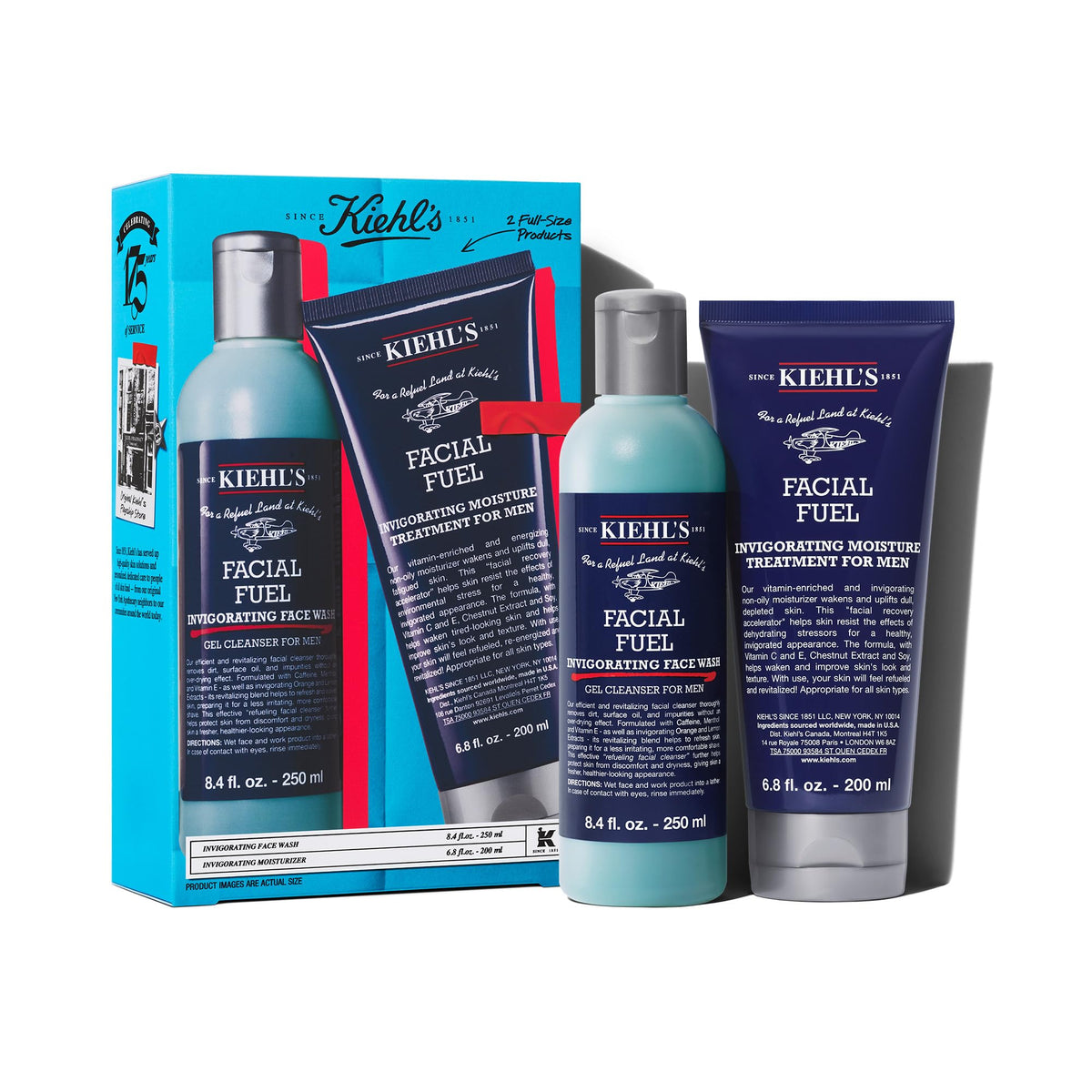 White Smoke Kiehl's - Men's Skincare Routine Set - Facial Fuel - 2pk