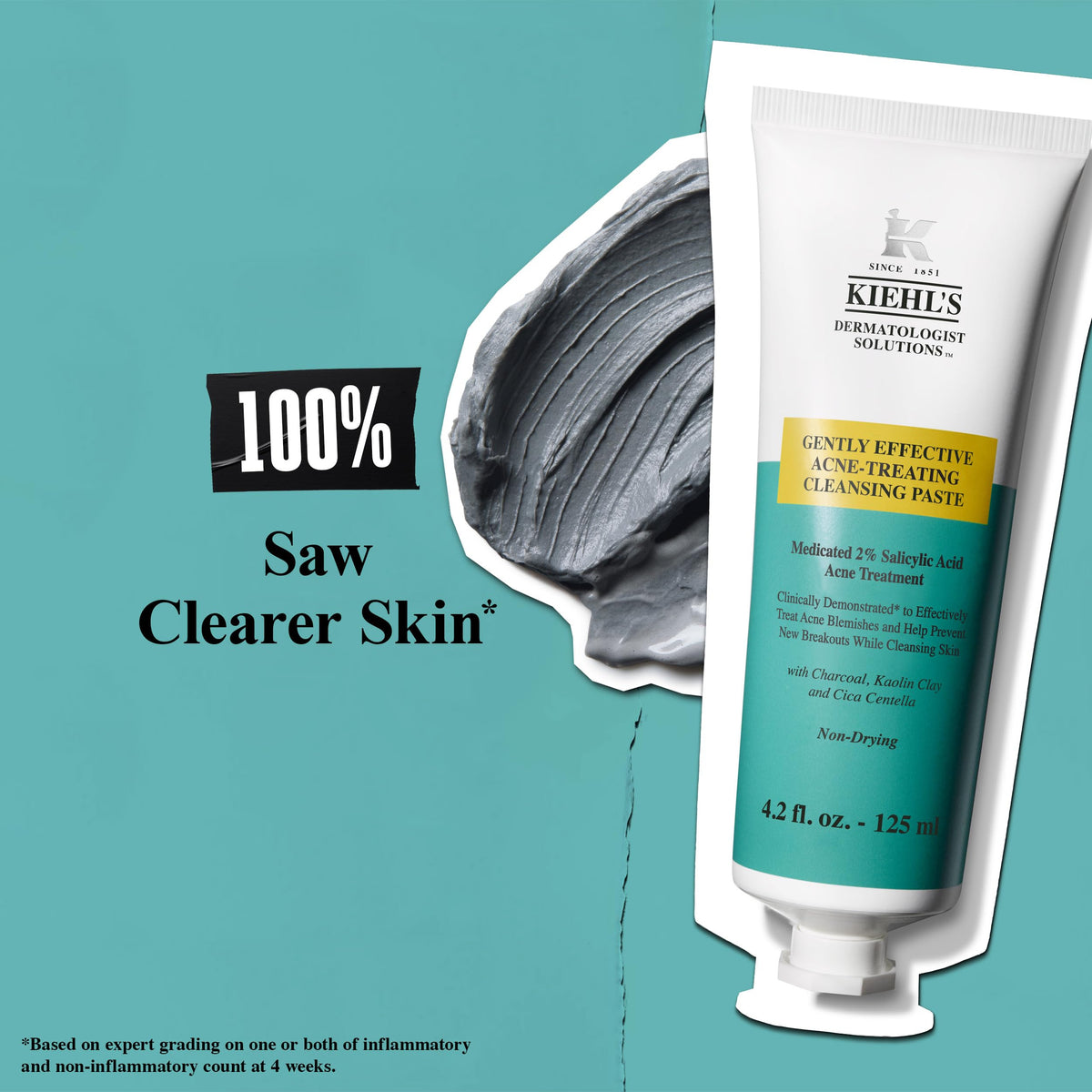 Medium Aquamarine Kiehl's - Acne-Treating Cleansing Paste - Clears Breakouts - 4.2 fl oz