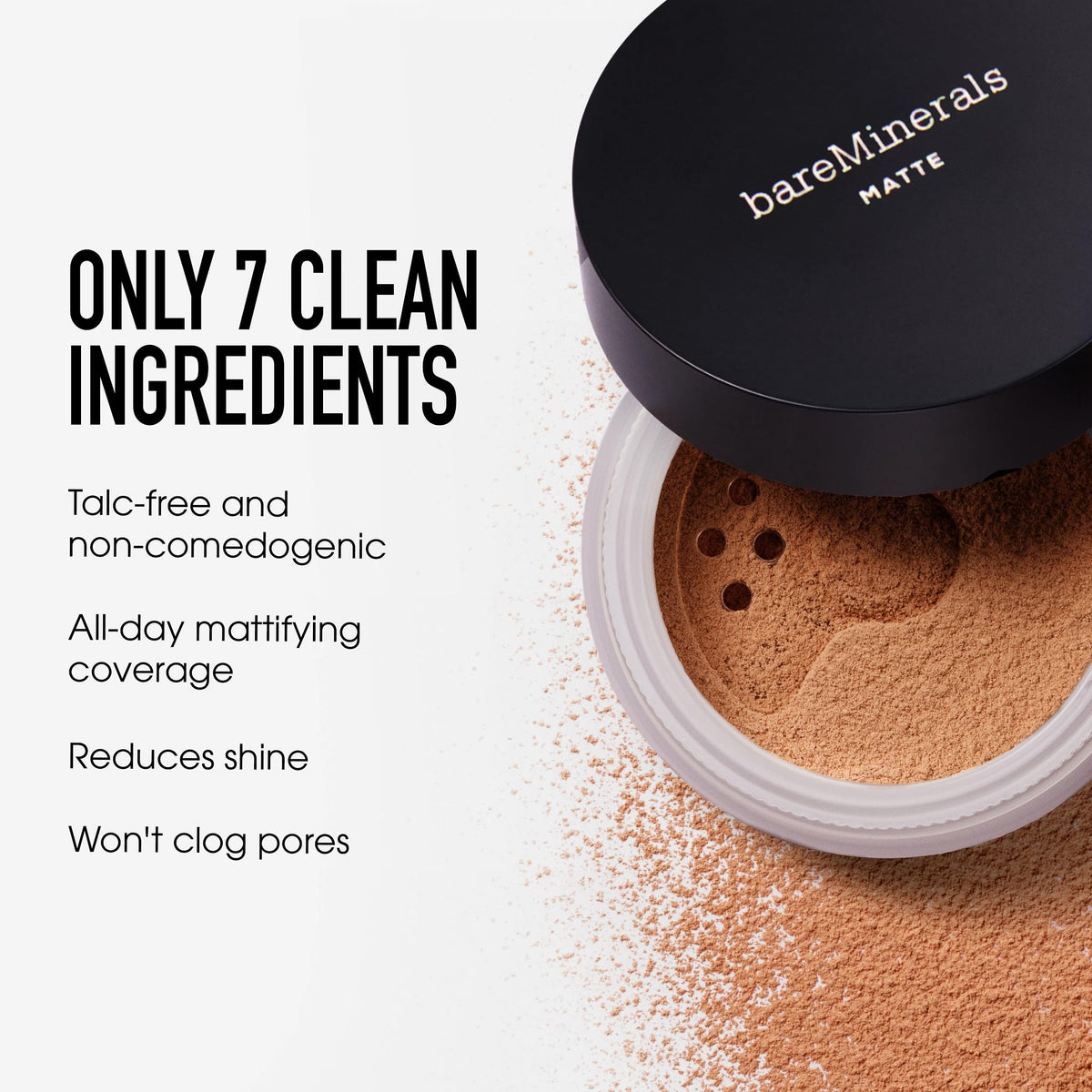 White Smoke Original Matte Loose Mineral Foundation SPF 15, 19 Tan, Vegan, Cruelty-Free & Dermatologist-Tested