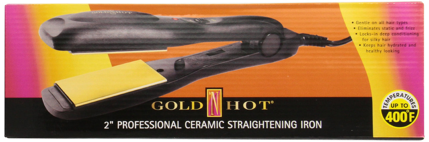Black Gold N Hot Gh2143 Ceramics Professional Ceramic Straightening Iron 2 Inch