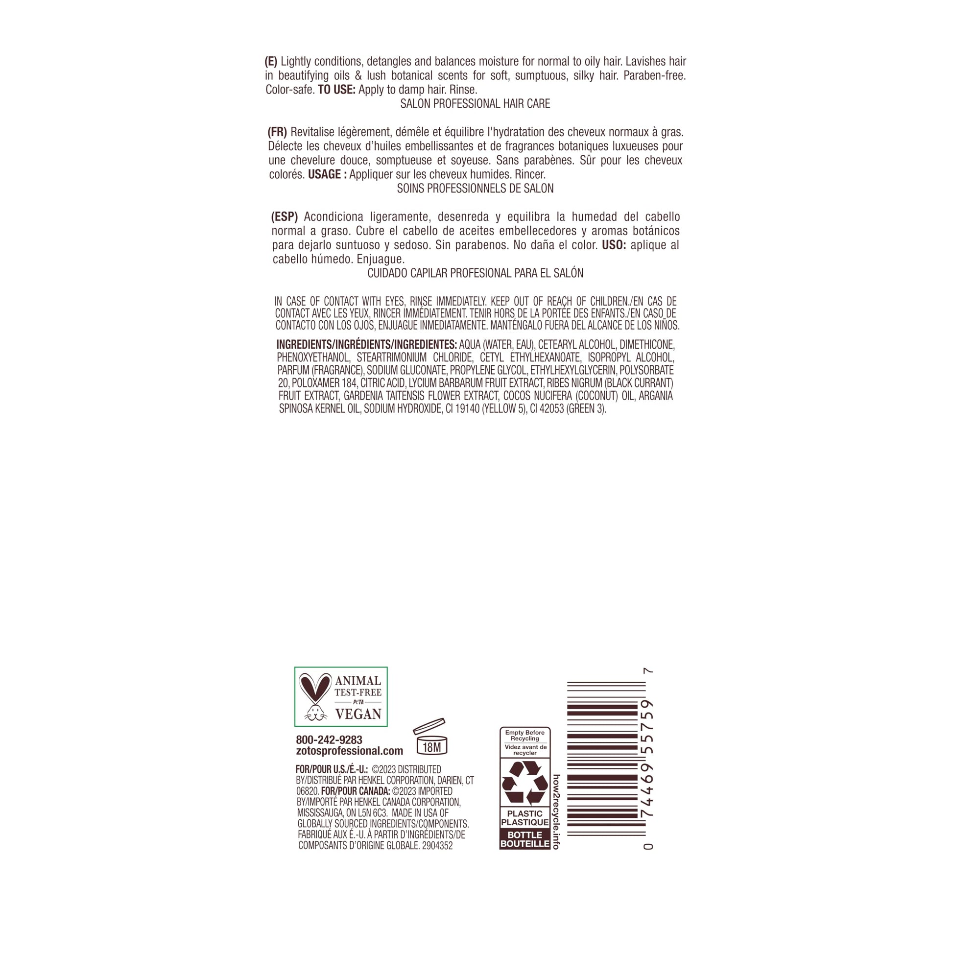 White Smoke Bain de Terre Green Meadow Balancing Conditioner, Gentle Moisture Balance for Soft, Silky & Bouncy Hair with Argan & Monoi Oils, Paraben-free, Color-Safe, Vegan, 13.5 Fl Oz