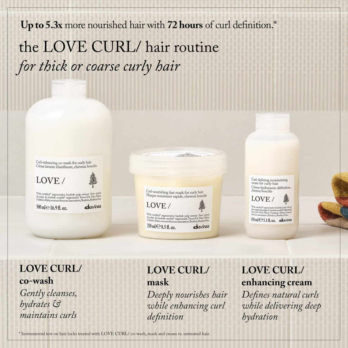 Light Gray Davines LOVE CURL/Mask Nourishing Treatment For Wavy Curly Hair 8.5 Fl Oz