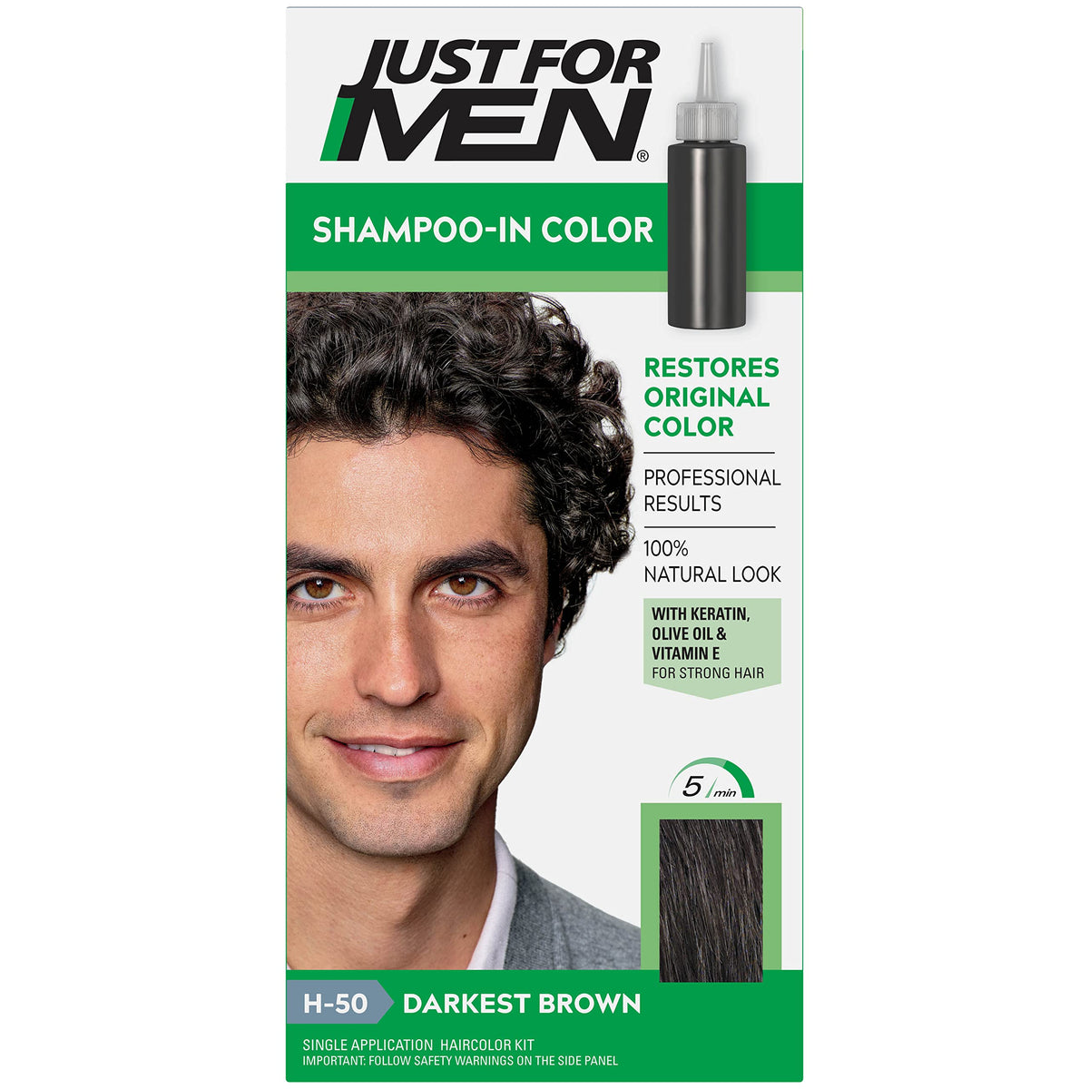 White Smoke Just For Men Shampoo-In Haircolor Darkest Brown H-50