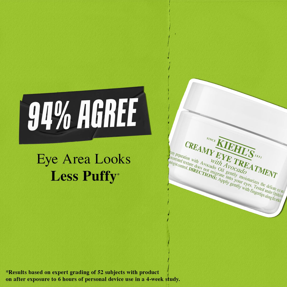 Yellow Green Kiehl's - Avocado Eye Treatment, for Dry Lines & Puffiness - 0.5 fl oz