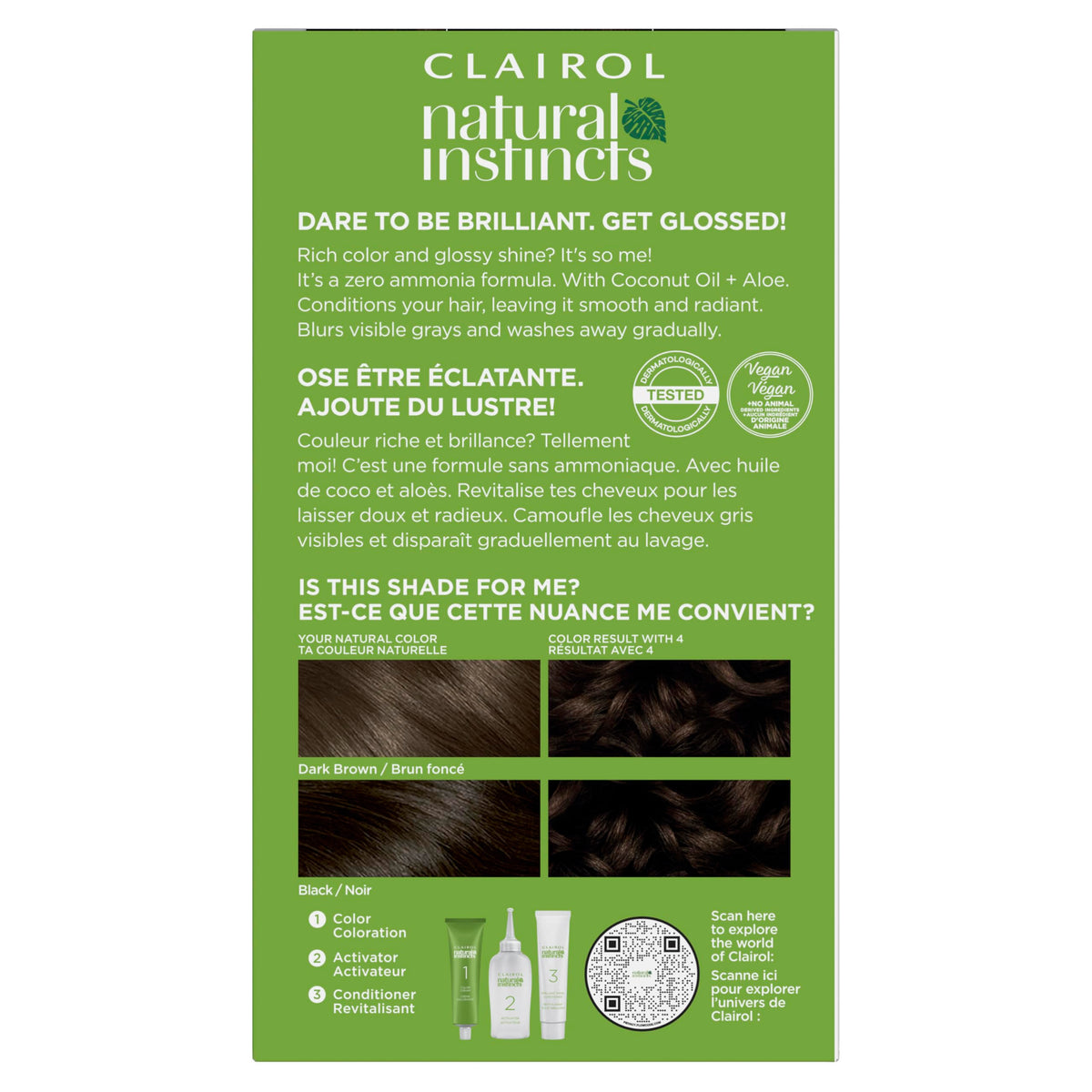 Olive Drab Clairol Natural Instincts Demi-Permanent Hair Dye, 4 Dark Brown | 1 Pack