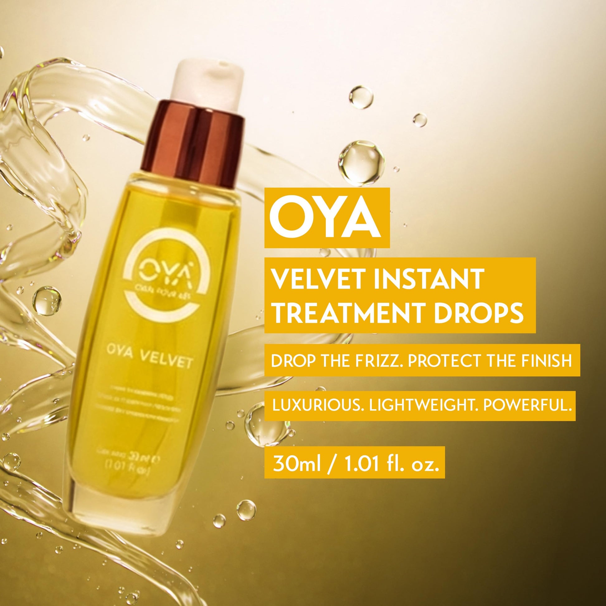 Seashell OYA Velvet Instant Drops - Lightweight Frizz Control Hair Serum with Sunflower Oil & Vitamin E - Smooths and Conditions for Sleek, Glossy Hair - and Finishing Lightweight Formula Pre-Styling - 30 ml