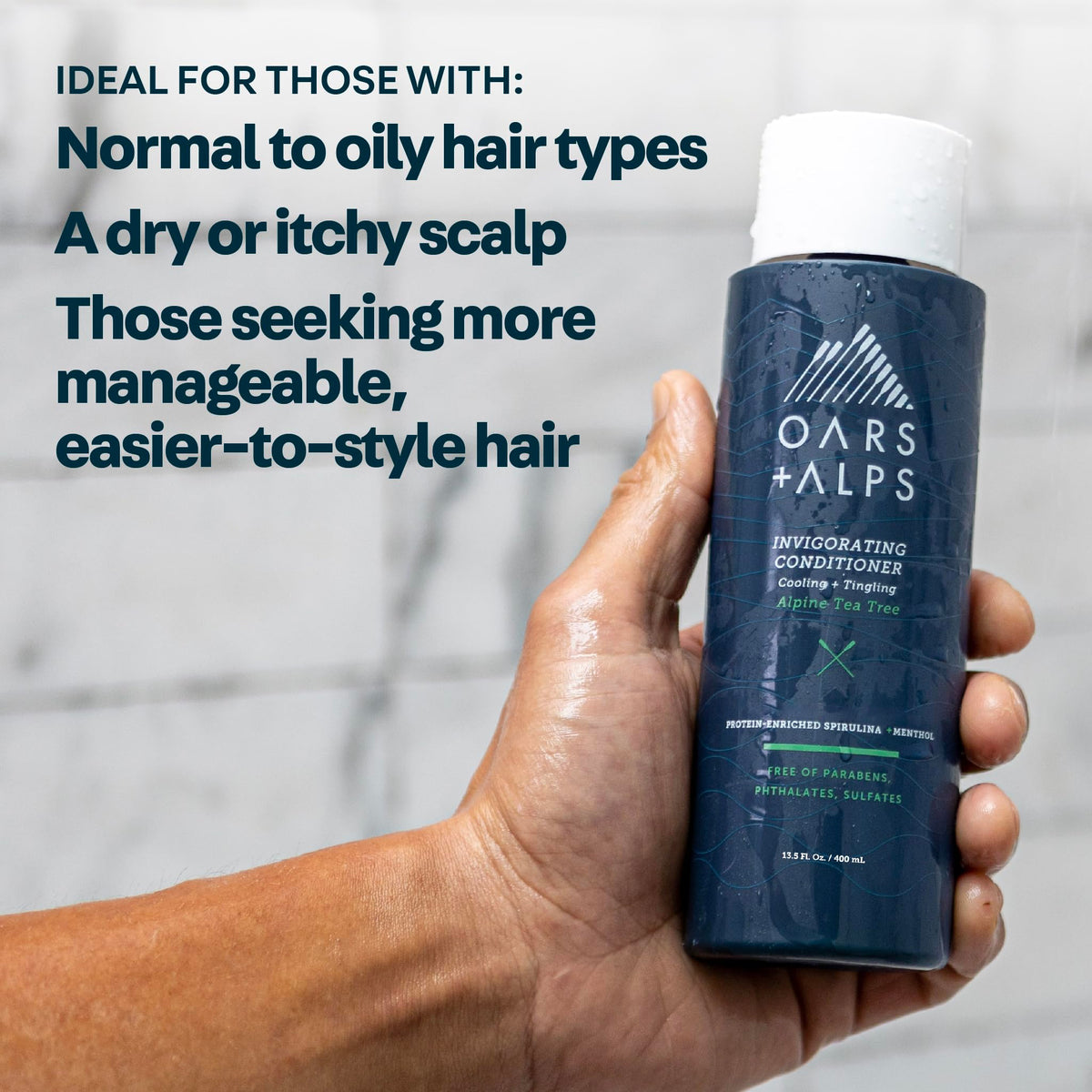 Gray Oars + Alps Men's Sulfate Free Hair Shampoo for Men & Women, Shampoo for Hair Infused with Witch Hazel and Tea Tree Oil, Nourishing & Moisturizing, Paraben & Sulfate Free, Alpine Tea Tree, 13.5oz
