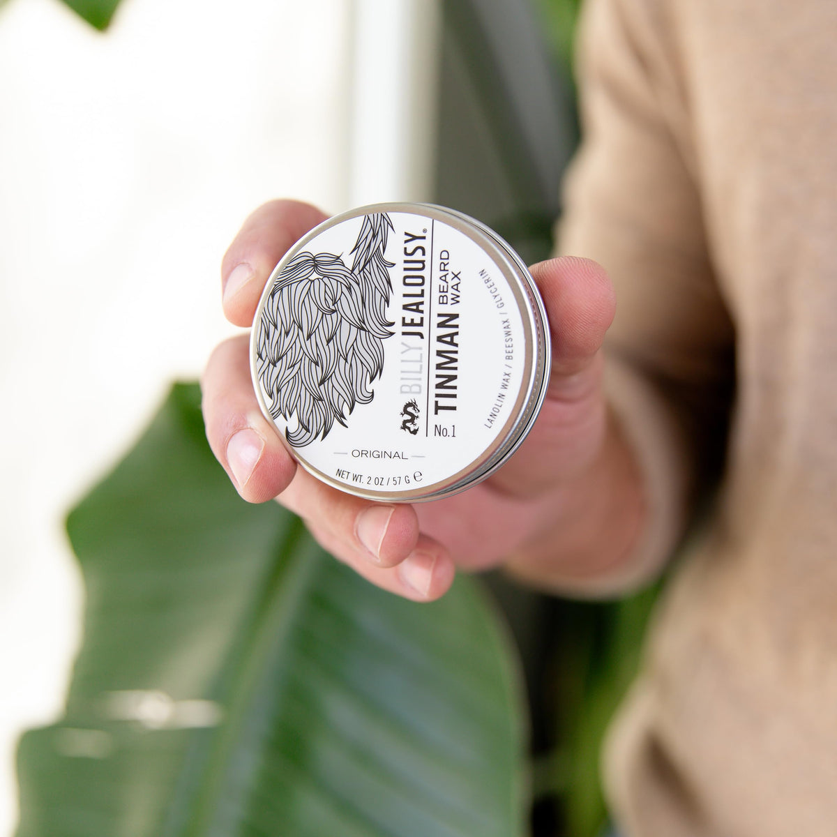 White Smoke Billy Jealousy Tinman Beard Wax with Light Hold & Matte Finish, Nourishing Beard Care Product Formulated with Natural Beeswax & Glycerin for Soft, Tamed Facial Hair, 2 Oz