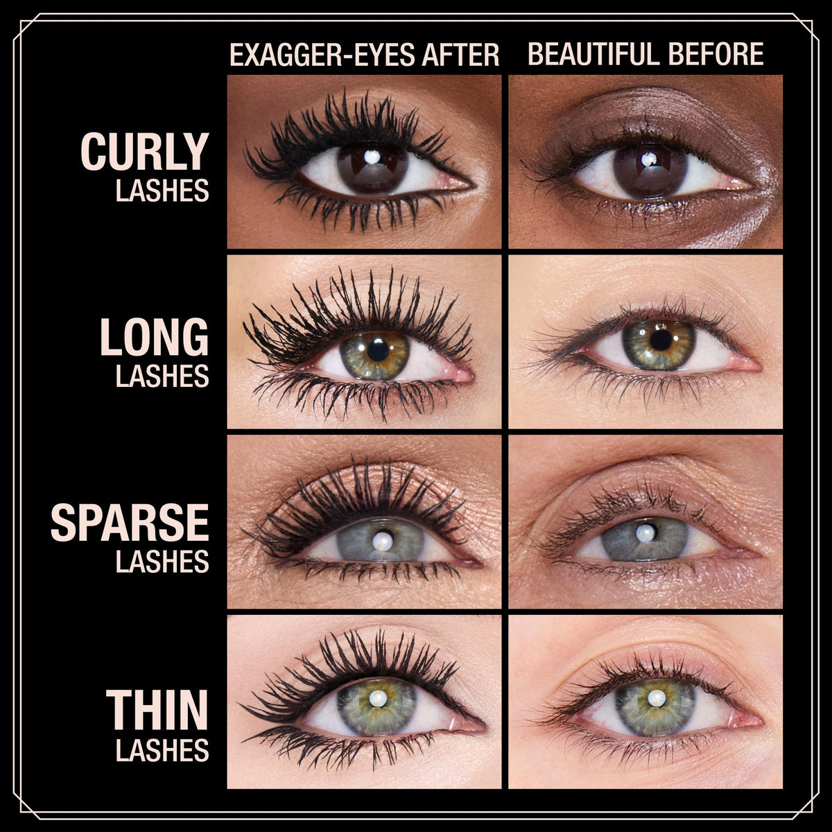Black Charlotte Tilbury Exagger-Eyes Volume & Length Mascara, Exagger-Black