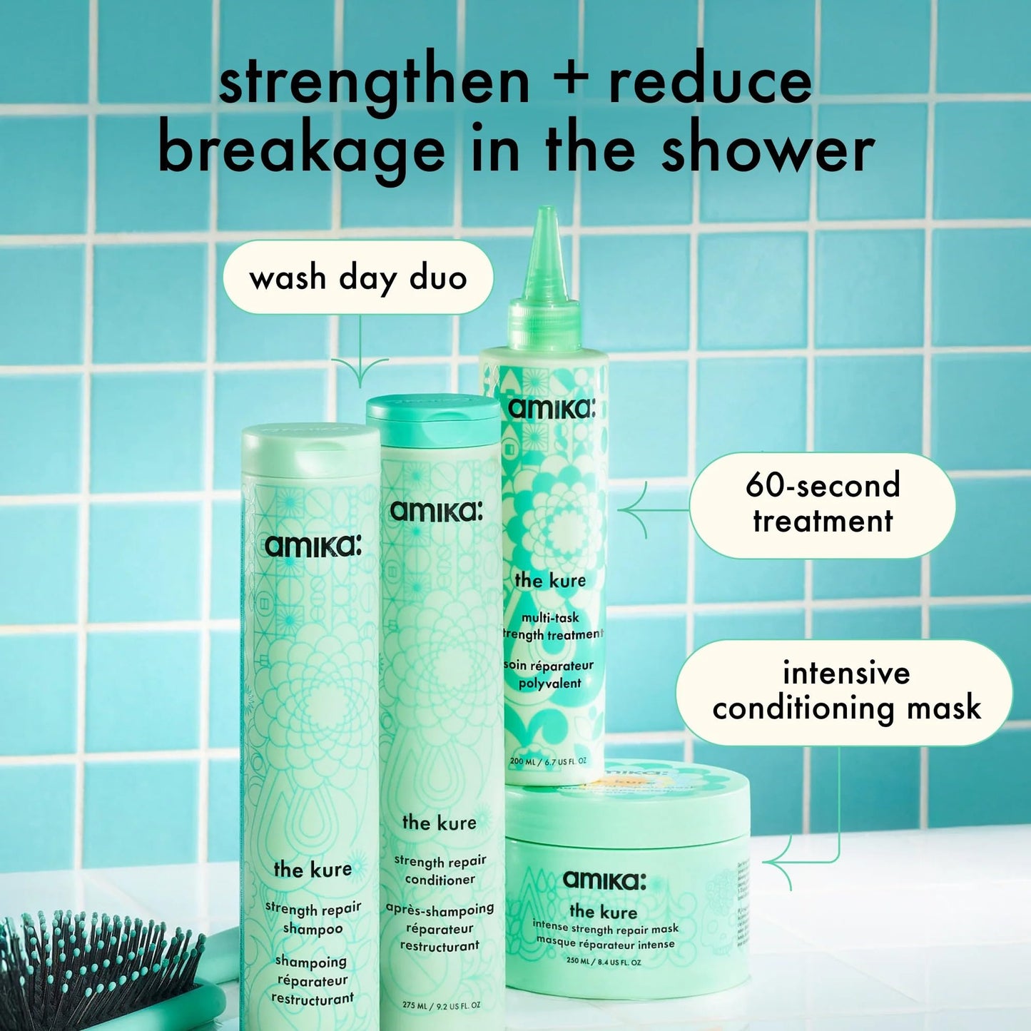 Light Blue amika the kure strength repair conditioner, 275ml