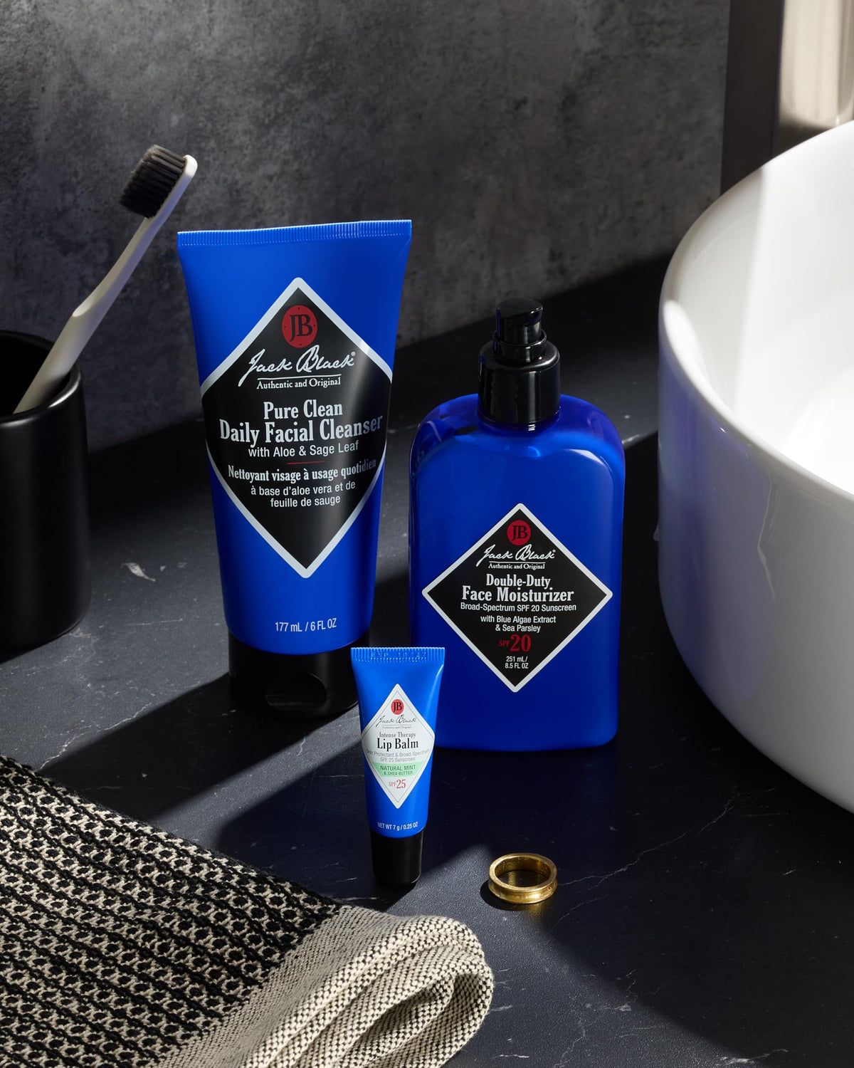 Dark Slate Gray Jack Black - Intense Therapy Lip Balm SPF 25, 0.25 fl oz - Green Tea Antioxidants, Long Lasting Treatment, Broad-Spectrum UVA and UVB Protection, Pineapple Mint Flavor, 0.25 oz.