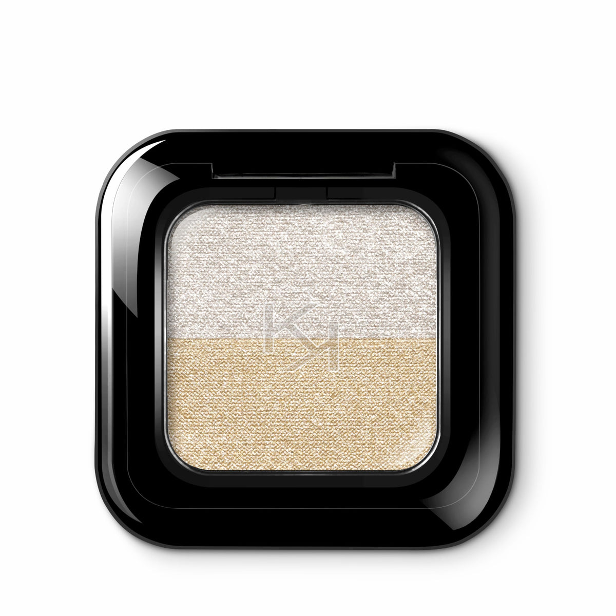 Black Kiko Milano Bright Duo Eyeshadow, 01 Metallic White and True Gold