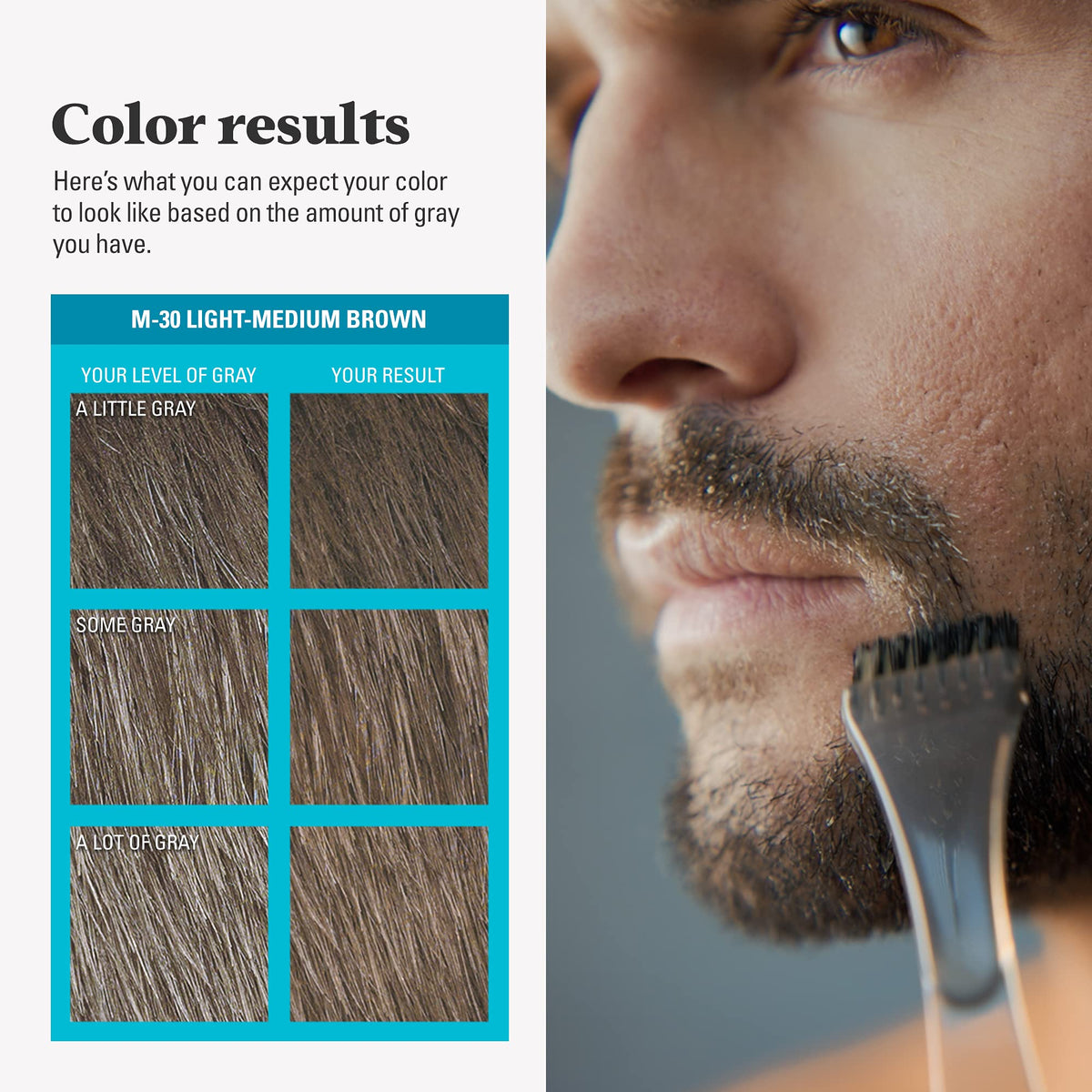White Smoke JUST FOR MEN Mustache & Beard Dye, Keratin, Light-Medium Brown M-30 (1 Pk)