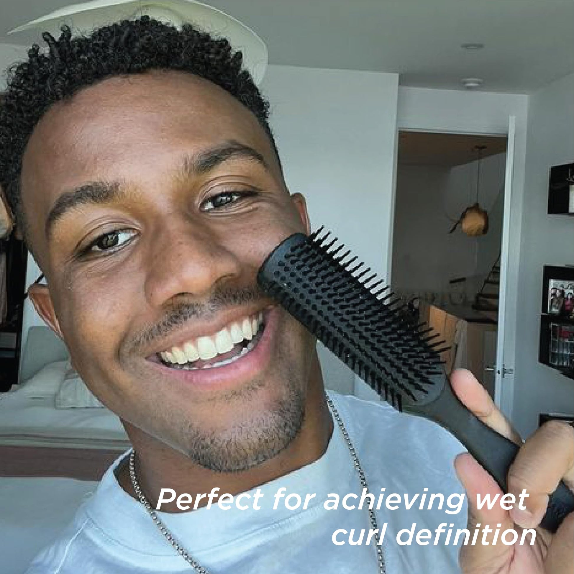 Slate Gray Jack Dean by Denman Curly Hair Brush D3 (All Black) 7 Row Styling Brush for Detangling, Separating, Shaping and Defining Curls - For Women and Men